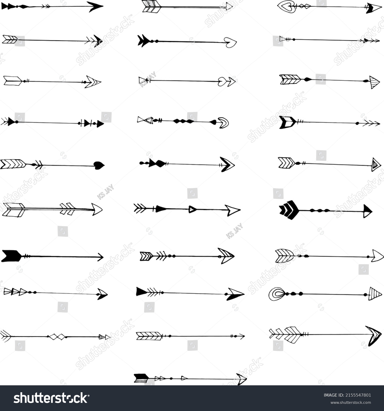 Vintage Hand Drawn Set Arrow Elements Stock Vector (Royalty Free ...