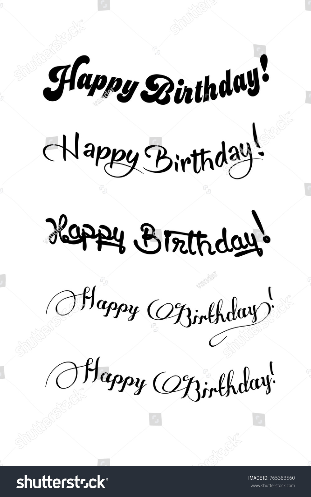 Vintage Happy Birthday Calligraphic Typographic Happy Stock Vector ...