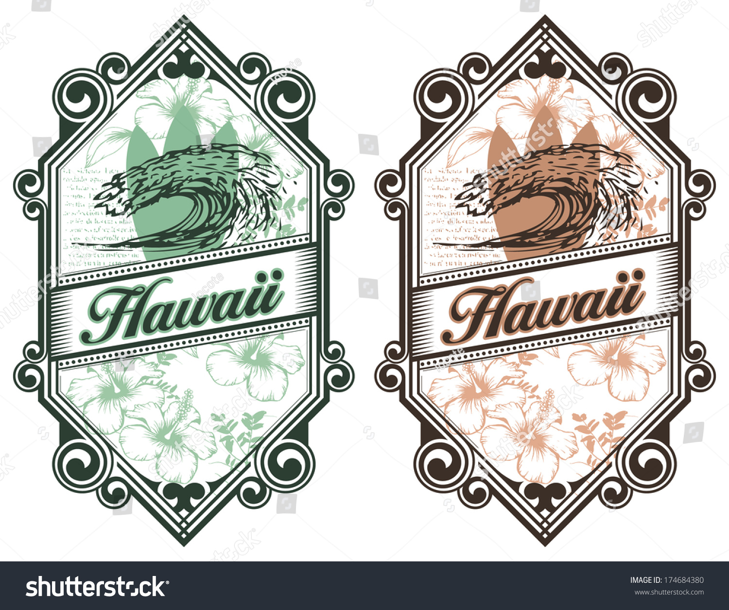 Vintage Hawaiian Surf Shield Stock Vector 174684380 - Shutterstock