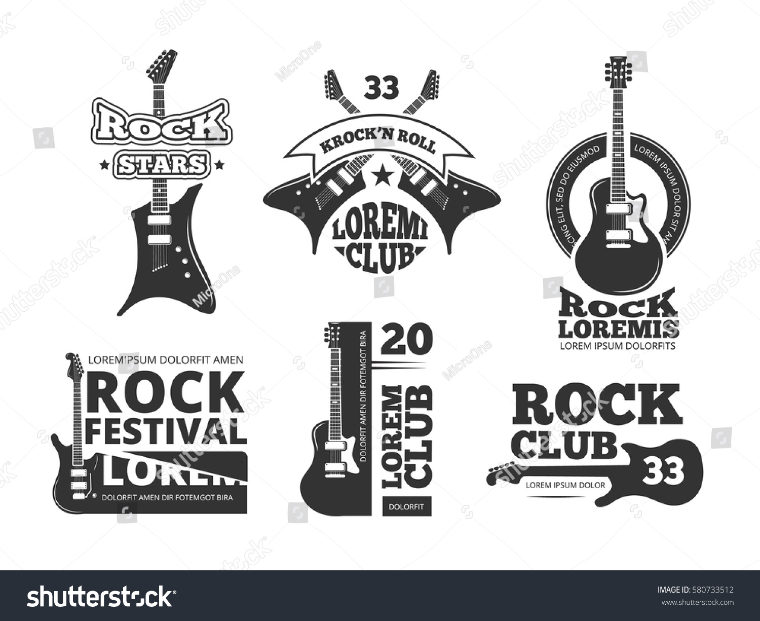 Vintage Heavy Rock Jazz Band Guitar Stock Vector 580733512 ...
 Vintage Music Logos