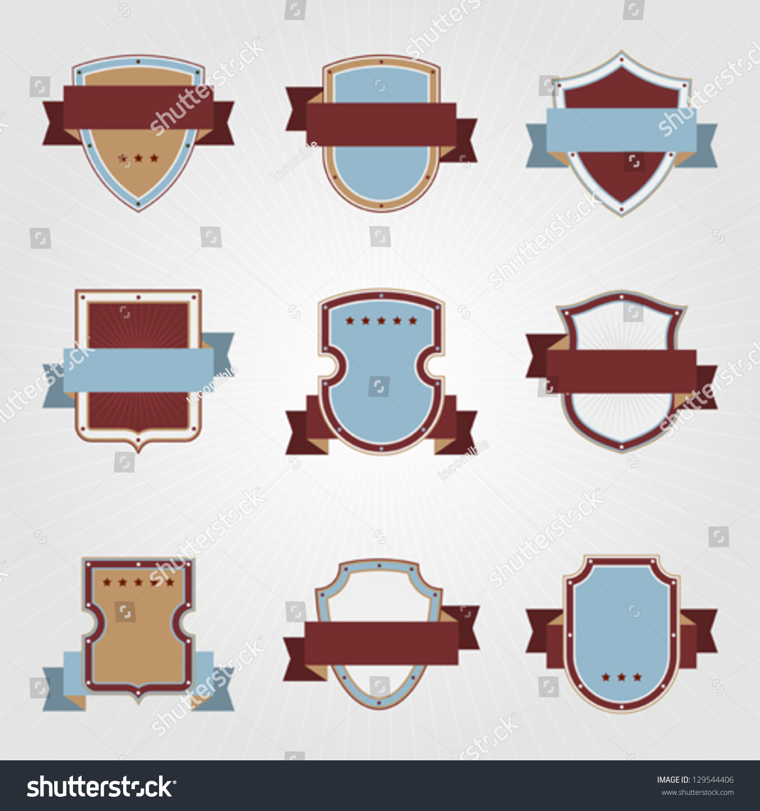 Vintage Heraldry Shields Ribbons Retro Style Stock Vector (Royalty Free ...