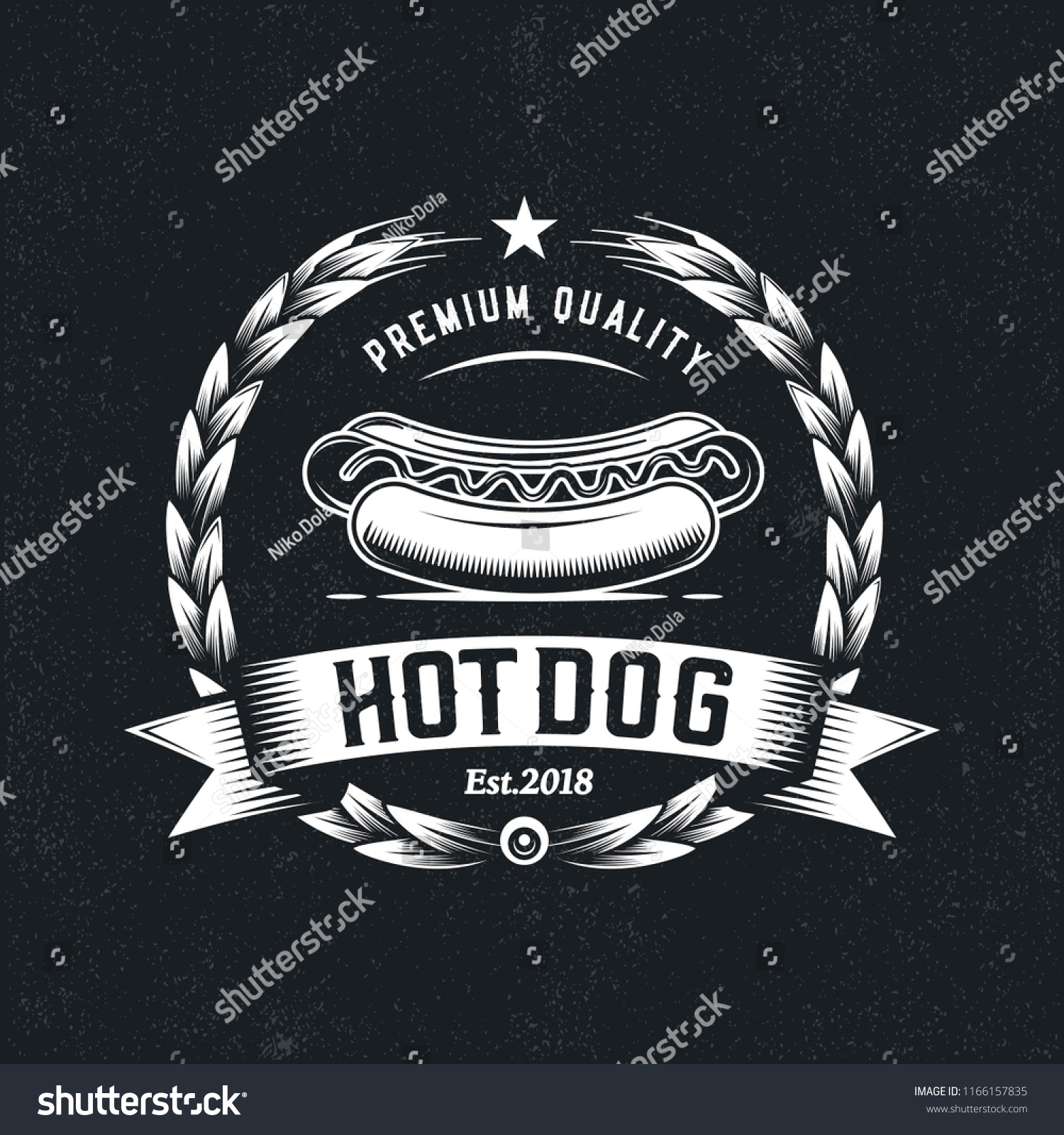 SVG of Vintage,Hipster Hot Dog emblem logo. Illustration of a rustic, classic Hot dog badge svg
