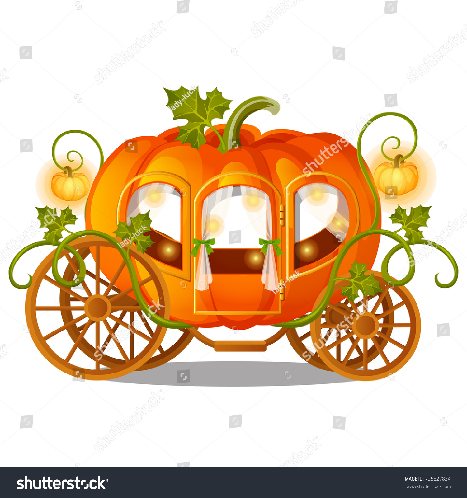 SVG of Vintage horse carriage of pumpkin with florid ornament isolated on white background. Sketch for a poster or card for the holiday Halloween or thanksgiving day. Vector cartoon close-up illustration. svg