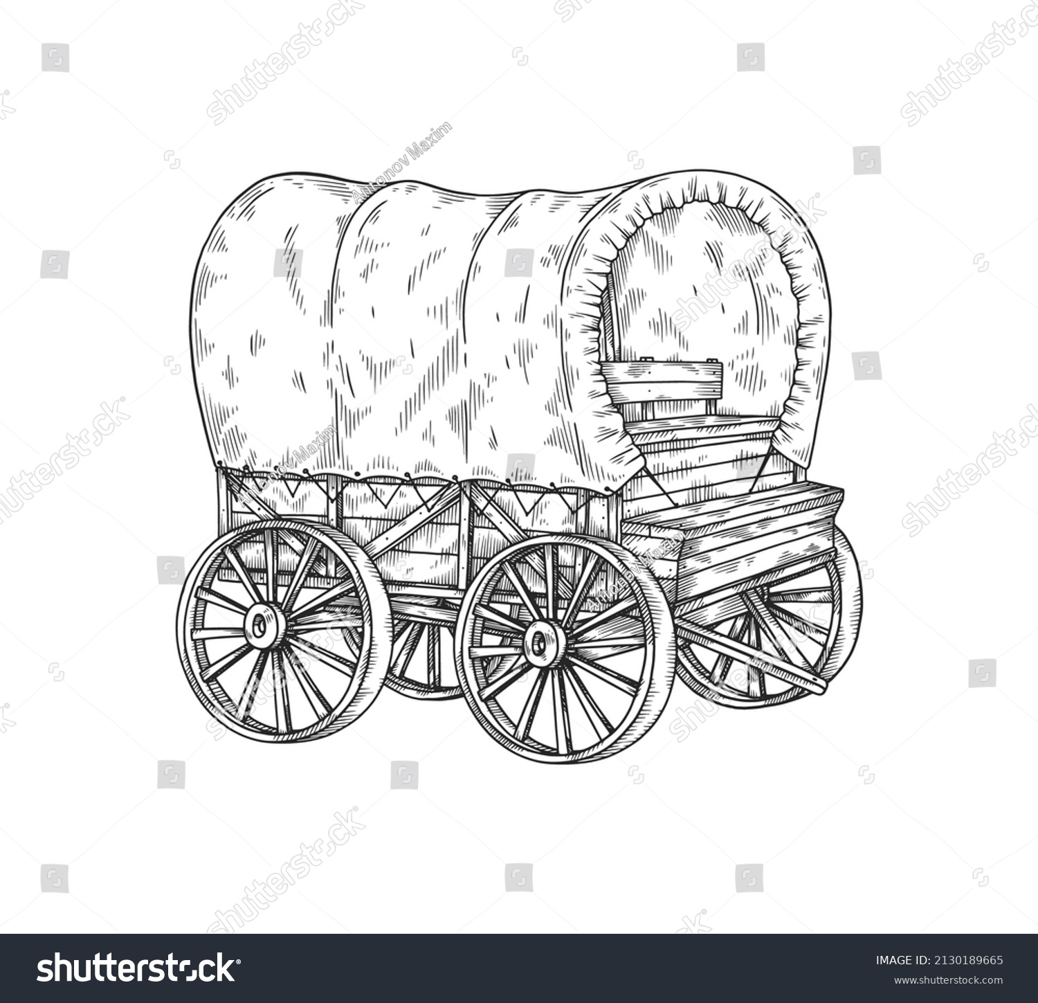 SVG of Vintage horse carriage or wagon, sketch or engraving style vector illustration isolated on white background. Ancient old cart or cab vehicle without horse. svg