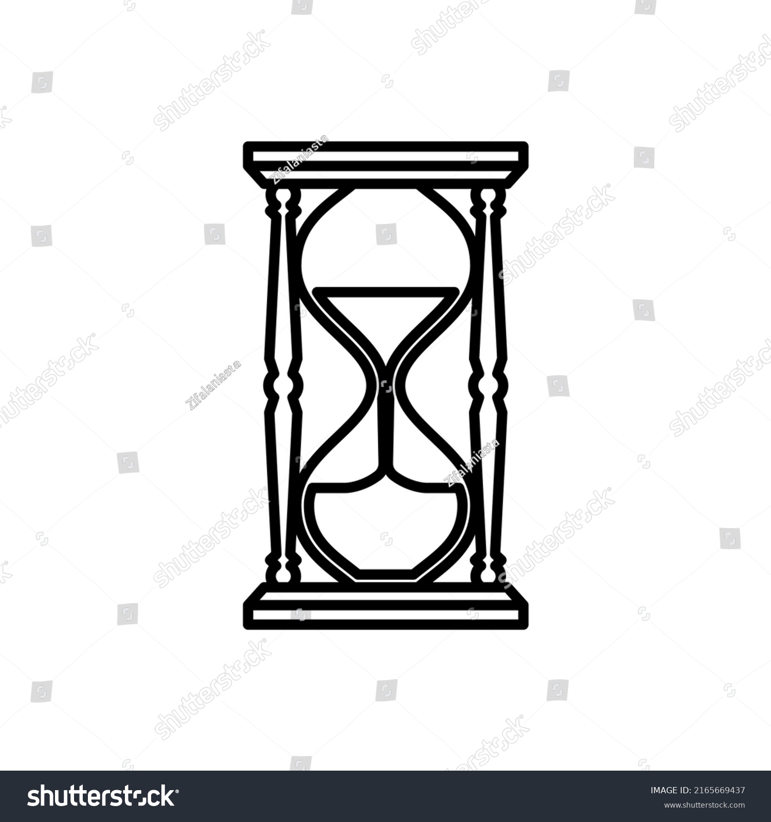 Vintage Hourglass Outline Illustration Vector Isolatedsand Stock Vector Royalty Free