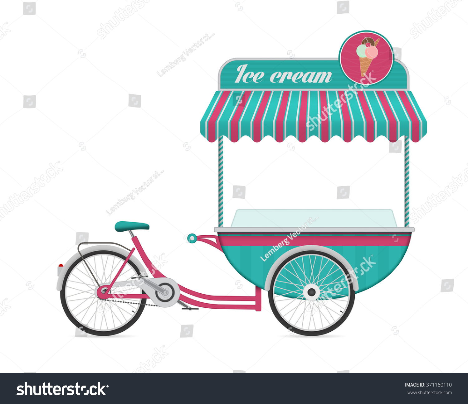 SVG of Vintage ice cream bicycle cart bus vector illustration. svg