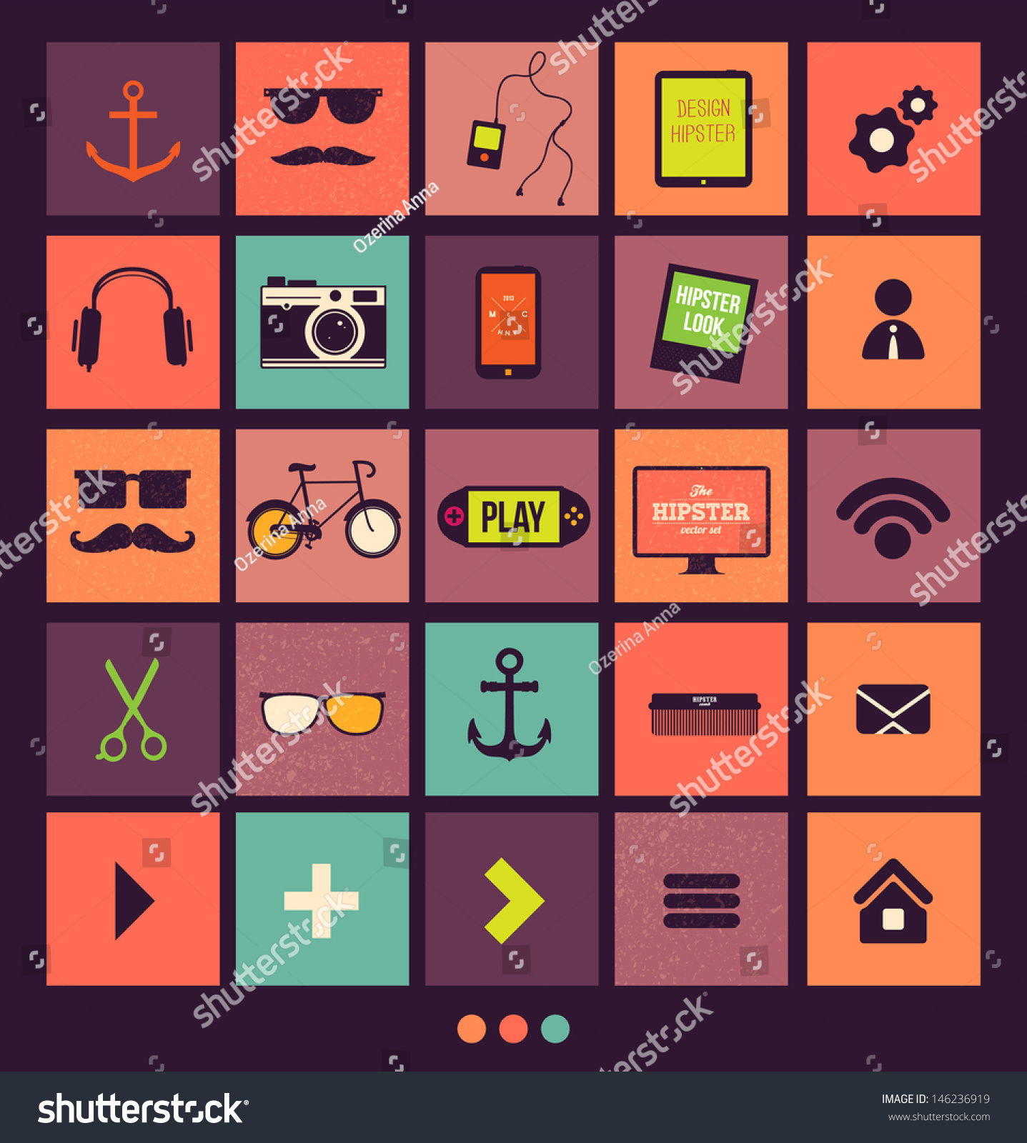 Vintage Icons Set Retro Backgrounds Stock Vector (Royalty Free