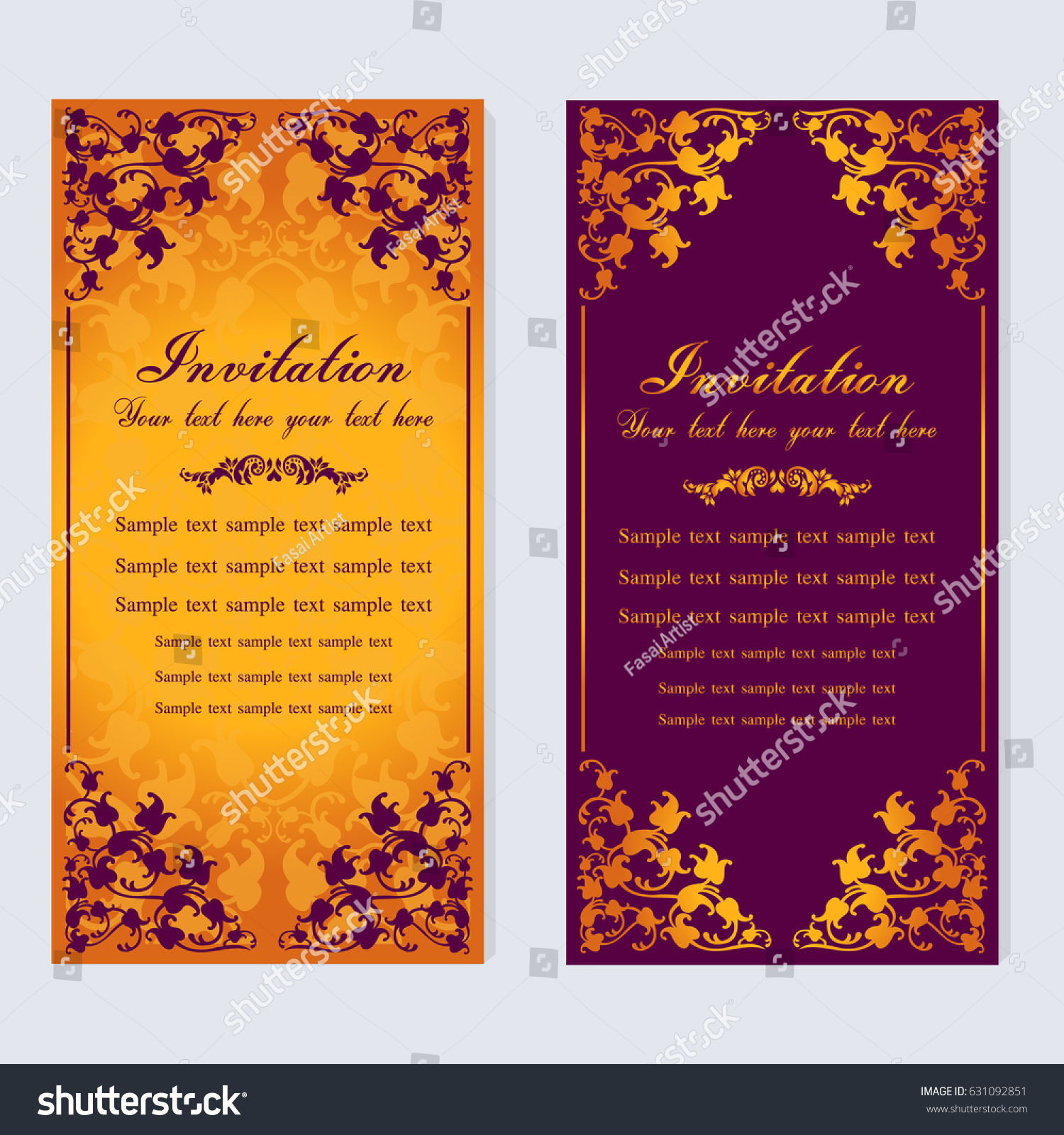 Vintage Invitation Wedding Cards Stock Vector Royalty Free 631092851 0425