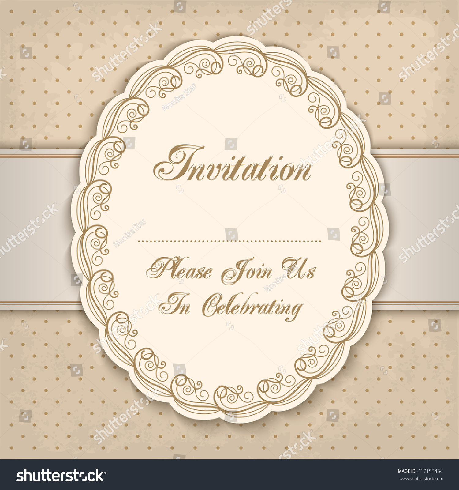 Vintage Invitation Template Lacy Borders Vector Stock Vector (Royalty ...