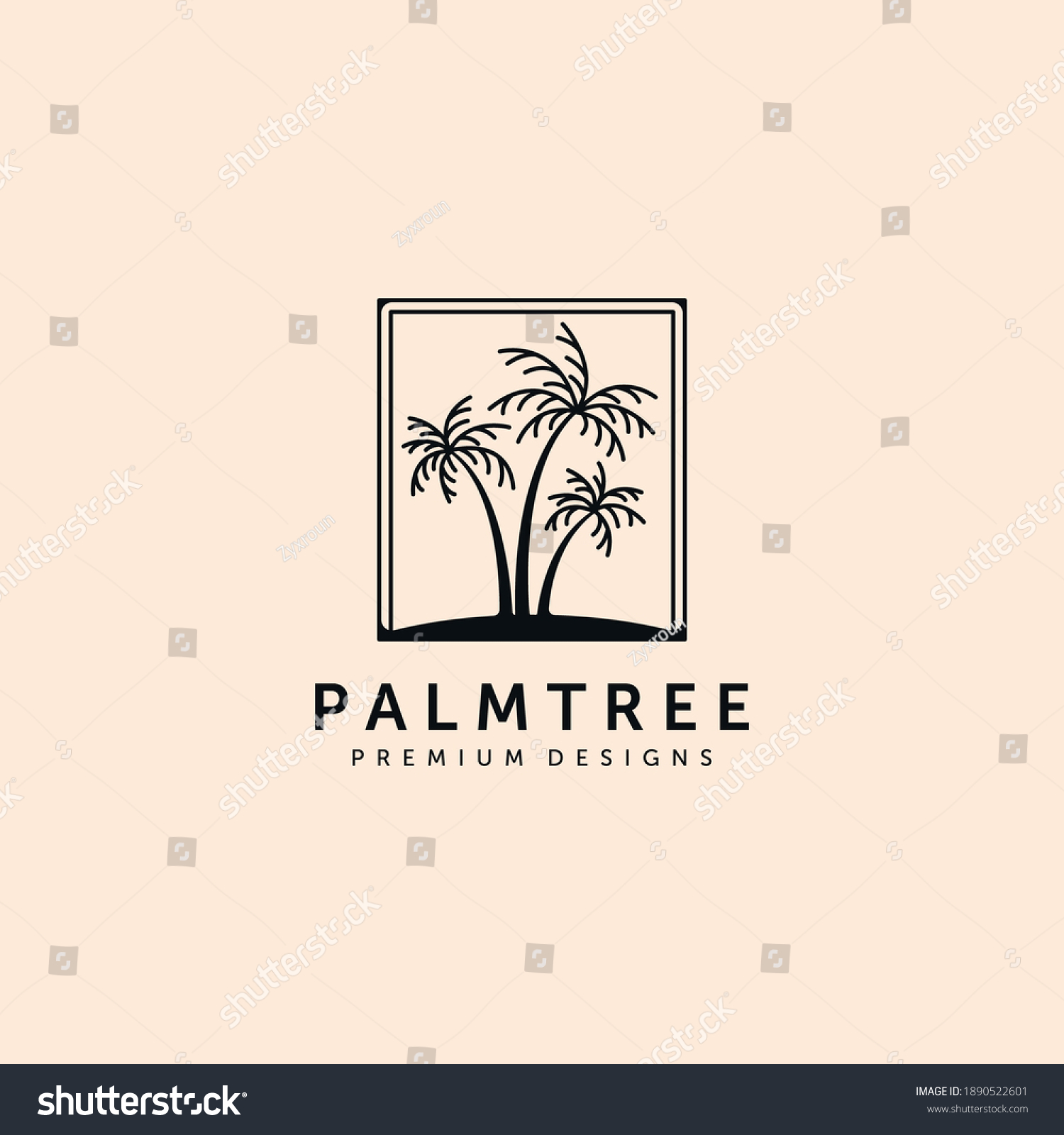 Vintage Island Palm Tree Logo Vector Stock Vector (Royalty Free) 1890522601