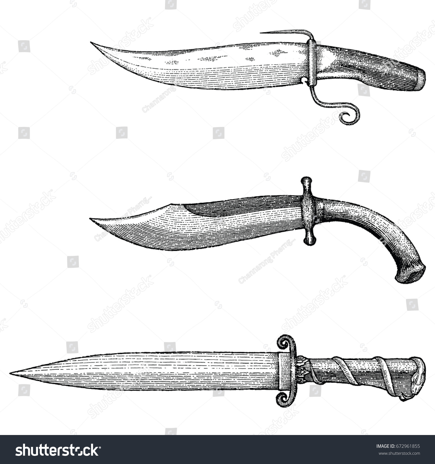 Vintage Knife Hand Drawing Engraving Illustration Stock Vector Royalty Free 672961855 Vintage Knife Hand Drawing Engraving Illustration Stock Vector Royalty Free 672961855