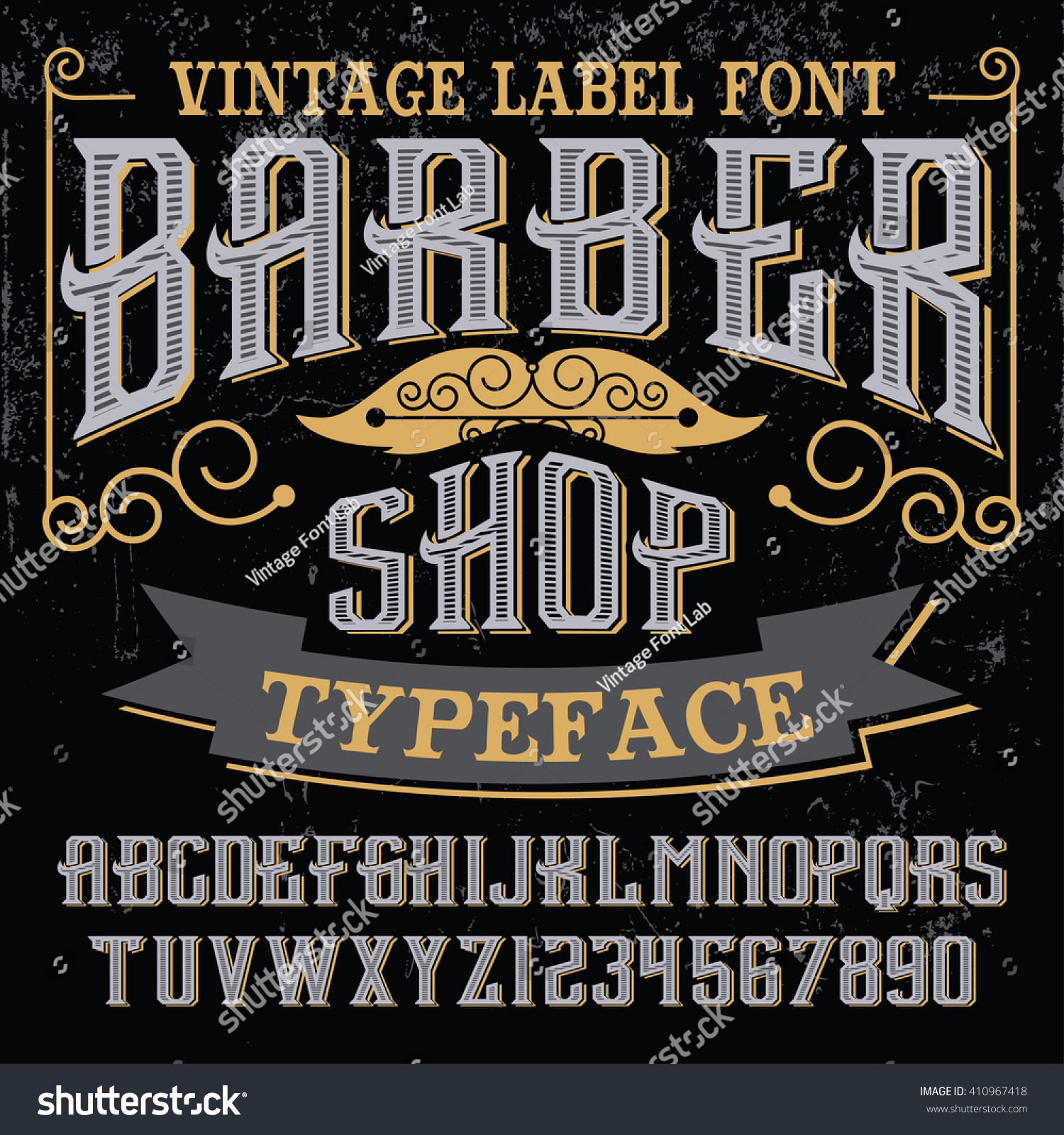 Download Vintage Label Font - Barber Shop - Vector Font, Vintage ...