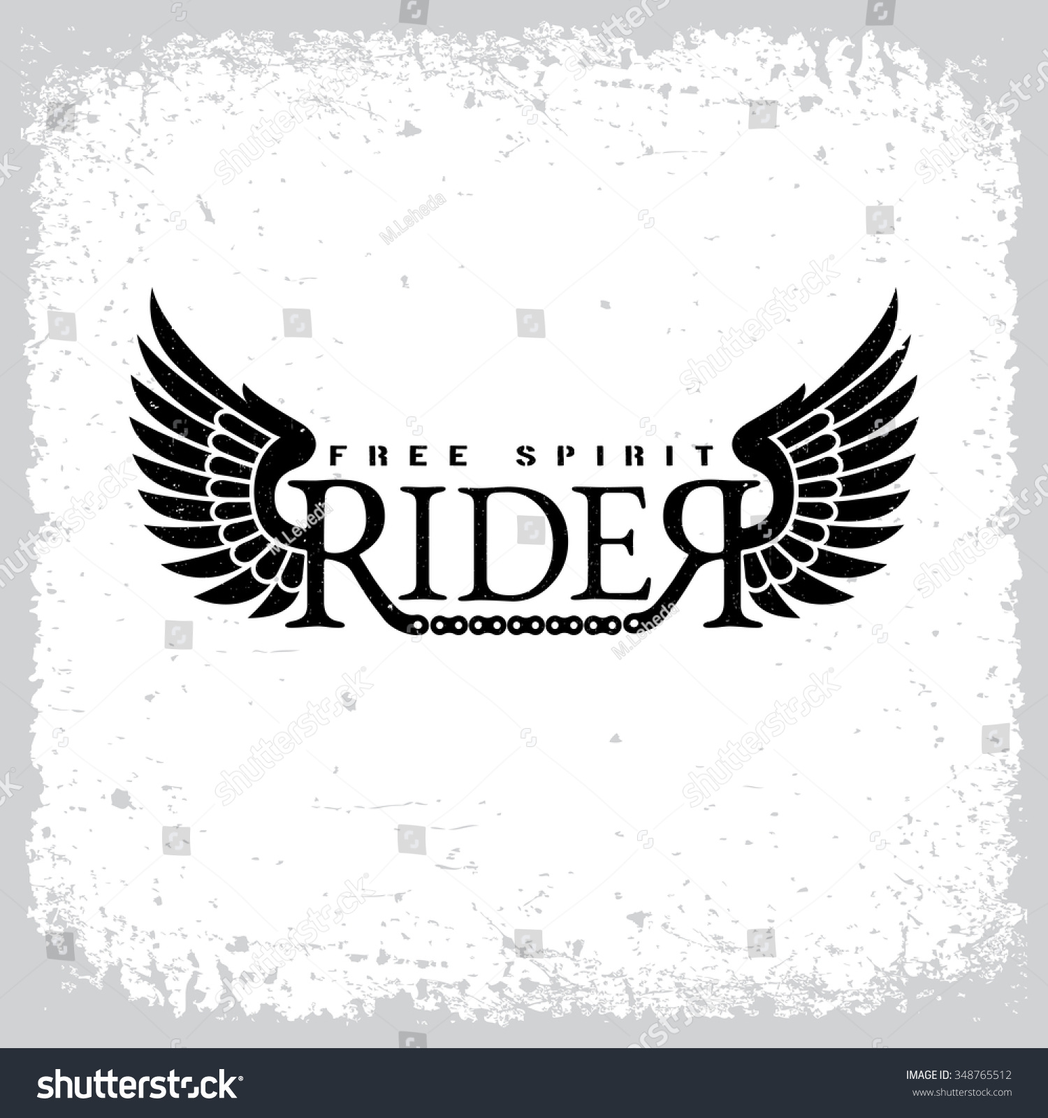 Vintage Label Word Rider Wings Chain Stock Vector 348765512 - Shutterstock