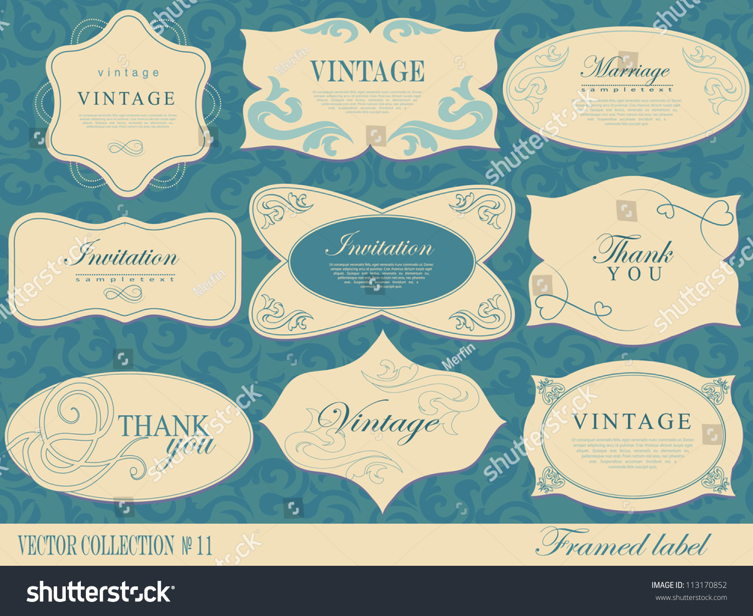 Vintage Labels Collection Design Elements Stock Vector 113170852 ...