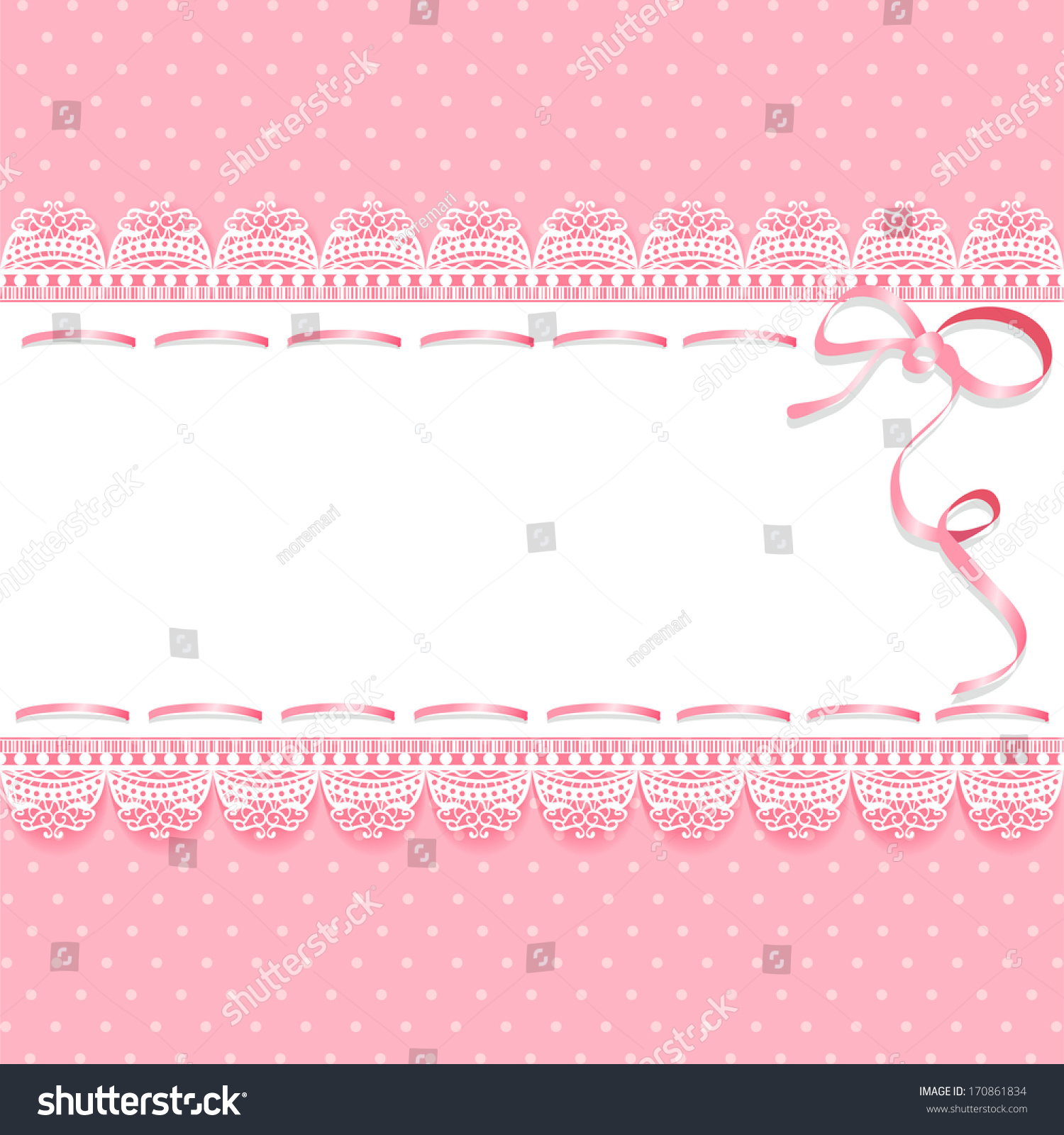 Vintage Lace Pink Background Ribbon Vector Stock Vector 170861834