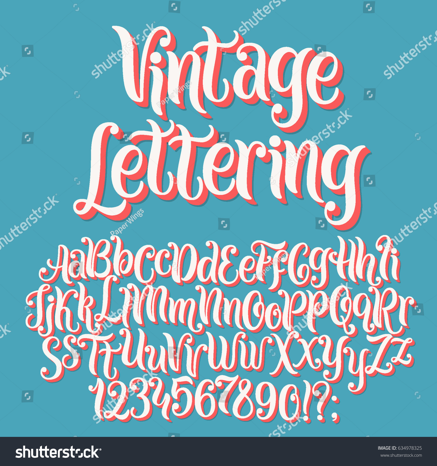 Vintage Lettering Vector Font Aphabet Stock Vector (Royalty Free) 634978325