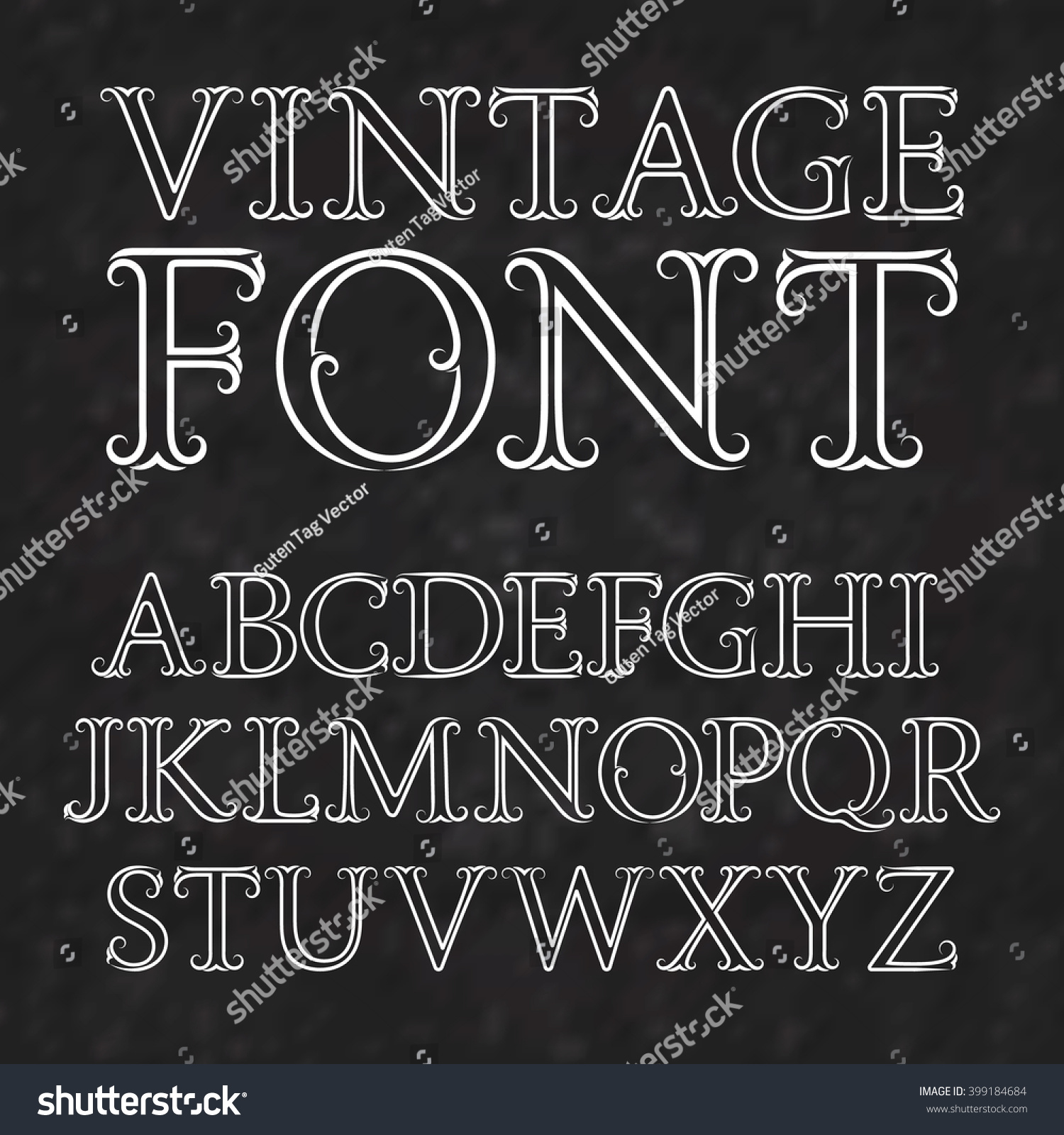 Vintage Letters Flourishes Vintage Font Baroque Stock Vector 399184684 ...