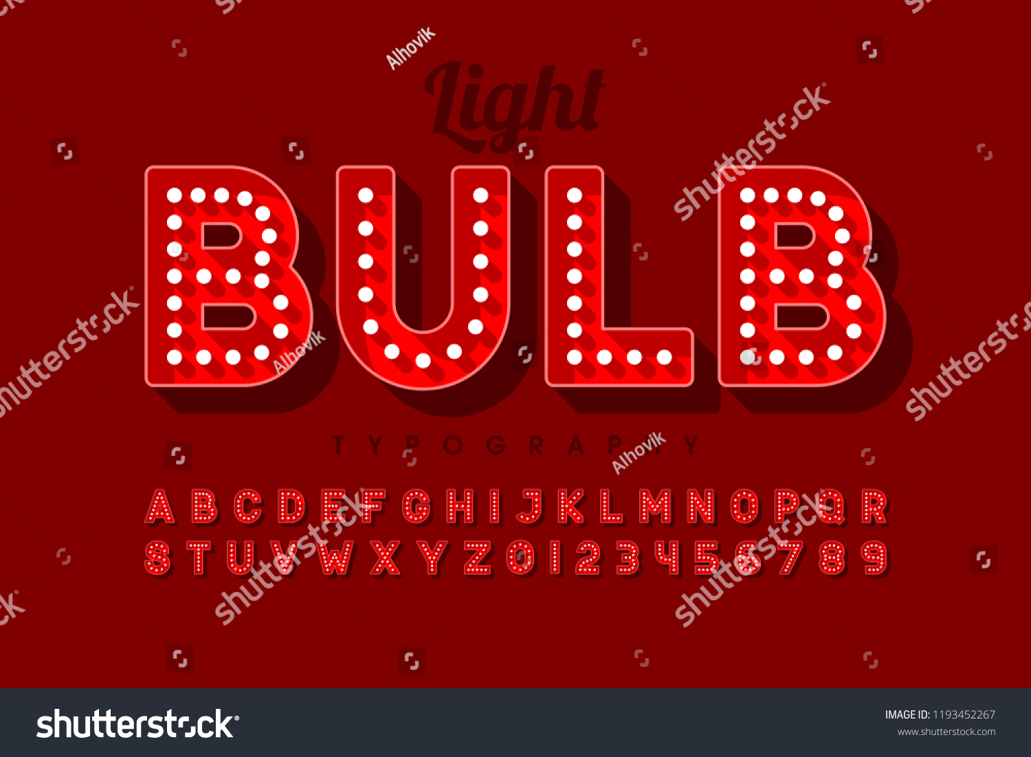 SVG of Vintage light bulb font design, Broadway style alphabet letters and numbers vector illustration svg
