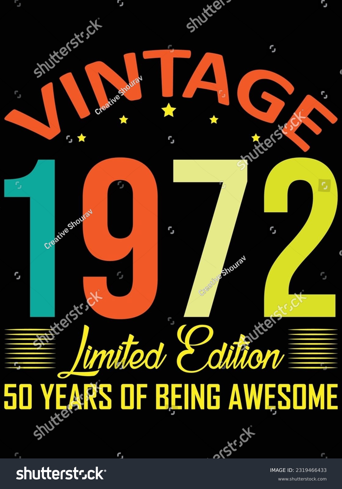 SVG of Vintage 1972 limited edition vector art design, eps file. design file for t-shirt. SVG, EPS cuttable design file svg