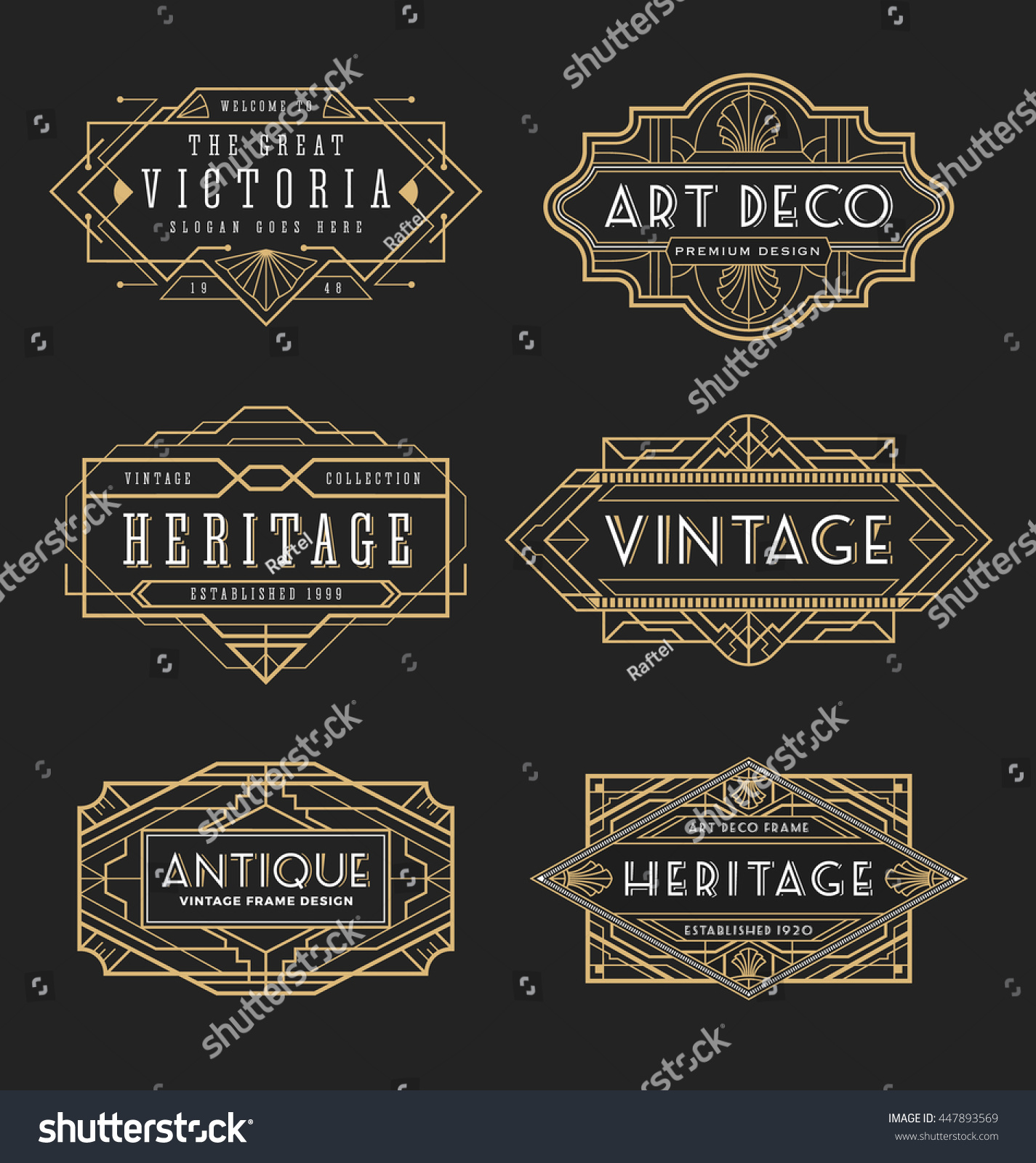 Vintage Line Frame Design Labels Banner Stock Vector 447893569 ...