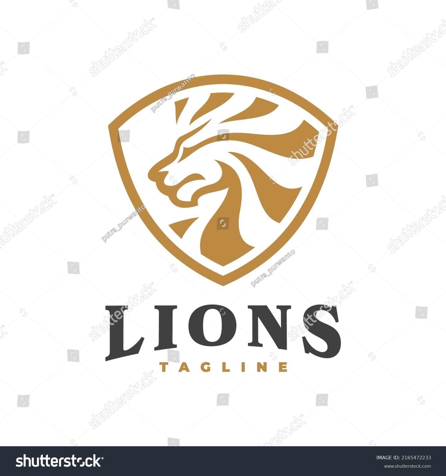 Vintage Lion Head Shield Emblem Logo Stock Vector (Royalty Free ...