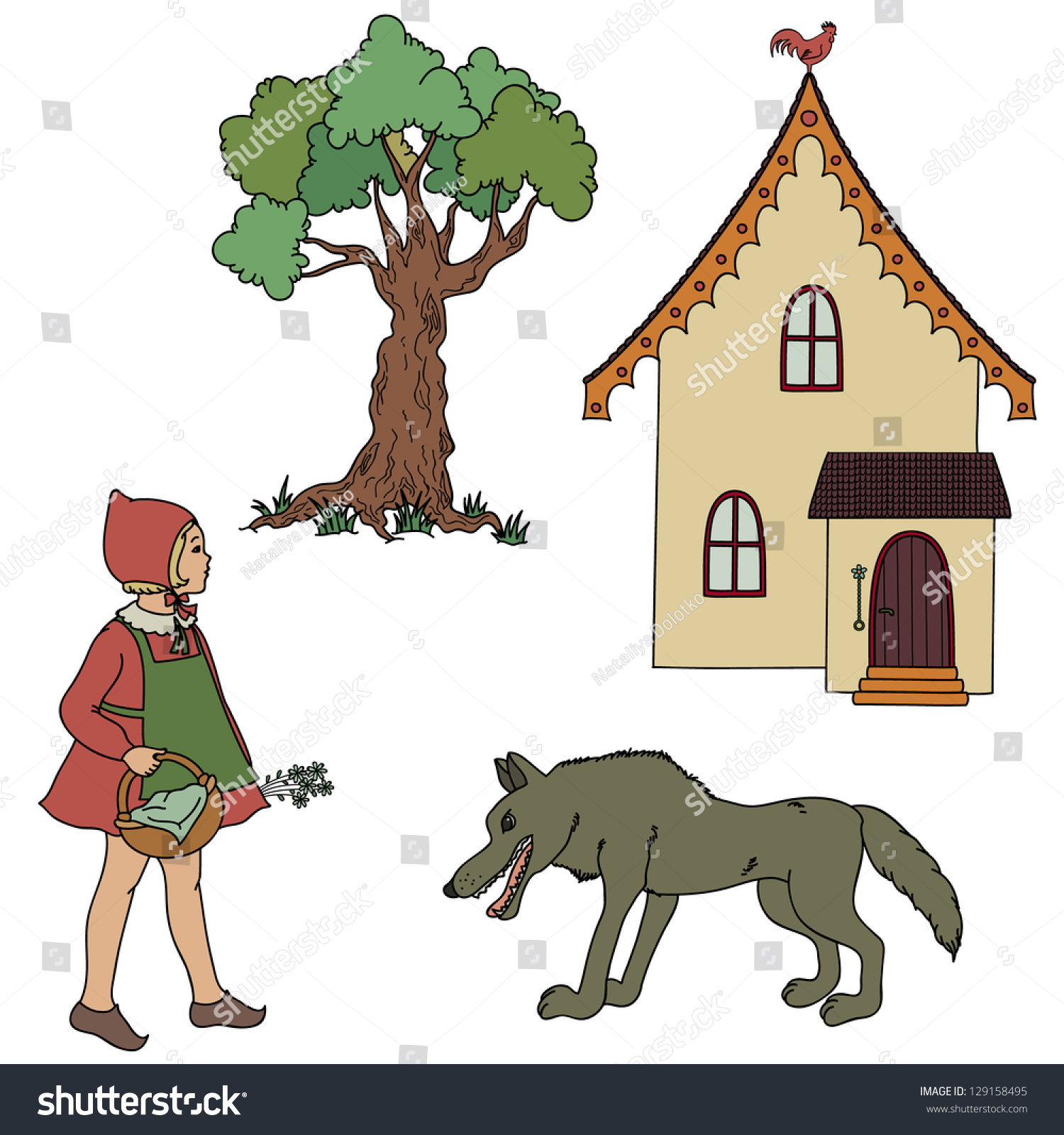 Vintage Little Red Riding Hood Grandmothers Stock Vector Royalty Free