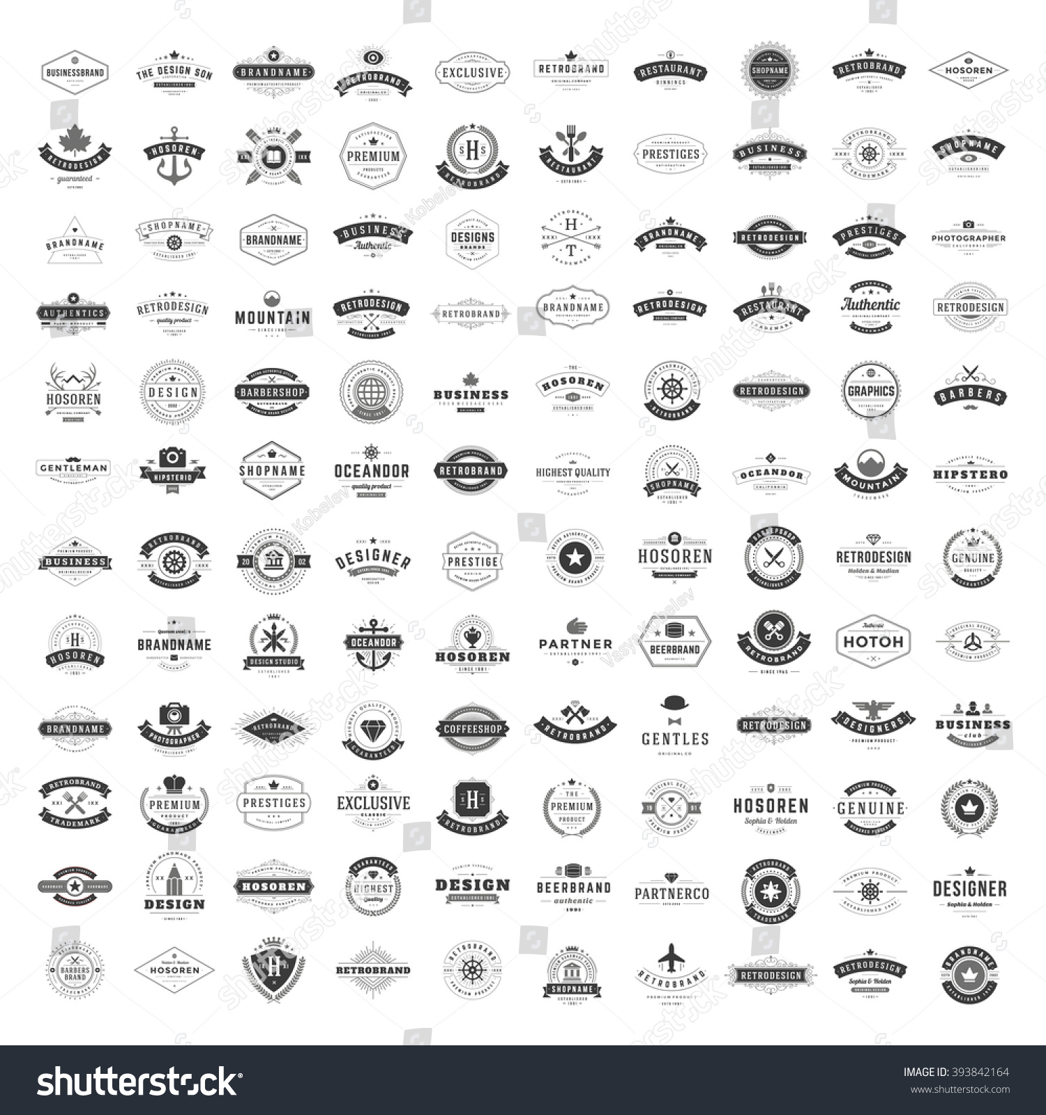Vintage Logos Design Templates Set. Vector Logotypes Elements ...