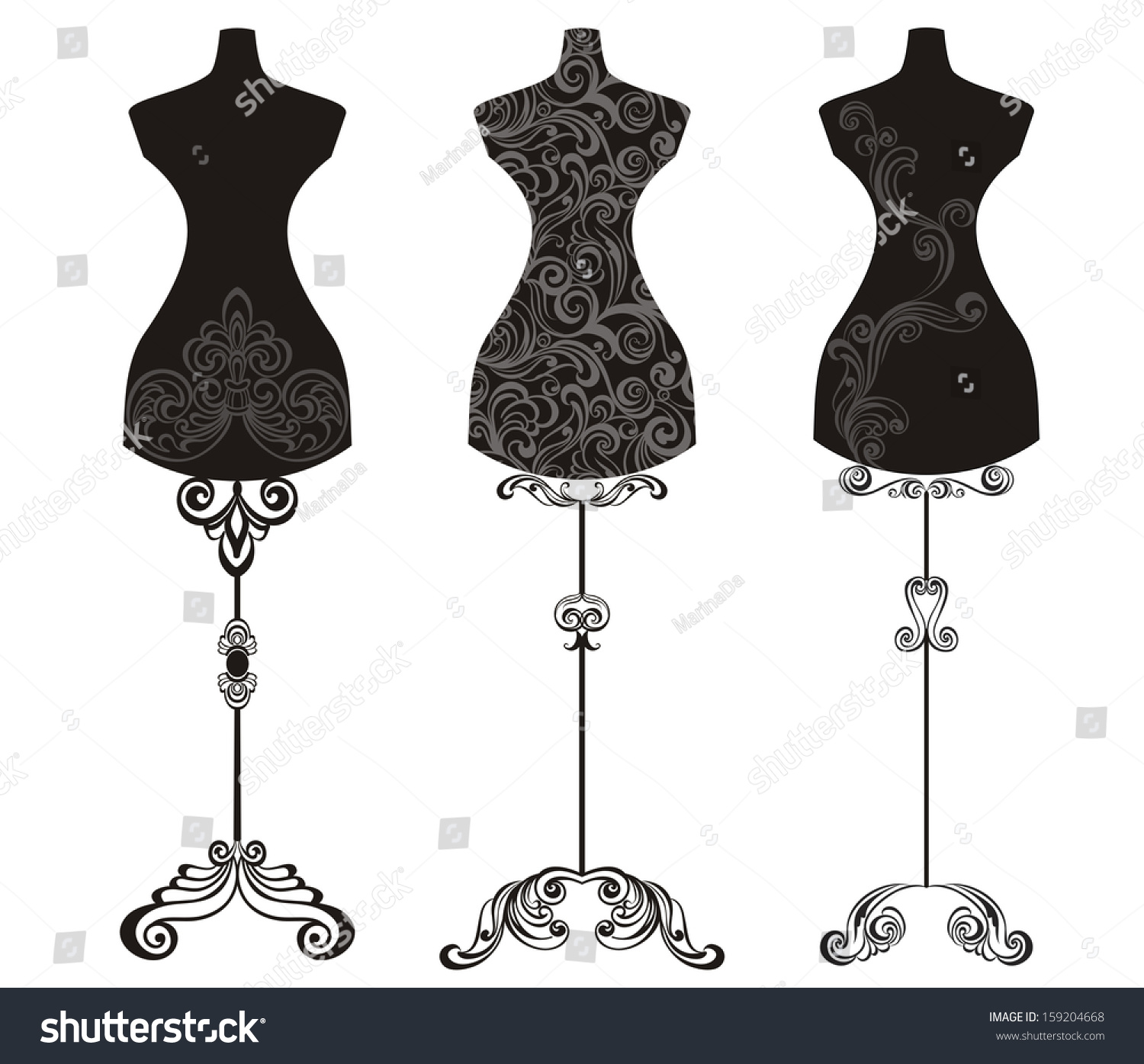 Vintage Mannequin Stock Vector Illustration 159204668 : Shutterstock