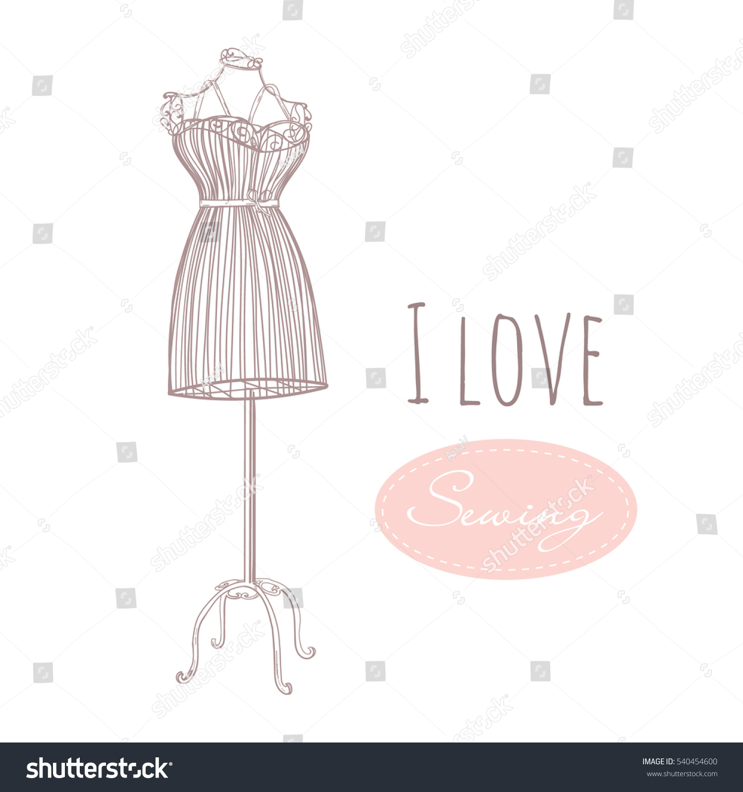 Vintage Mannequin Vector Template Sewing Collection Stock Vector ...
