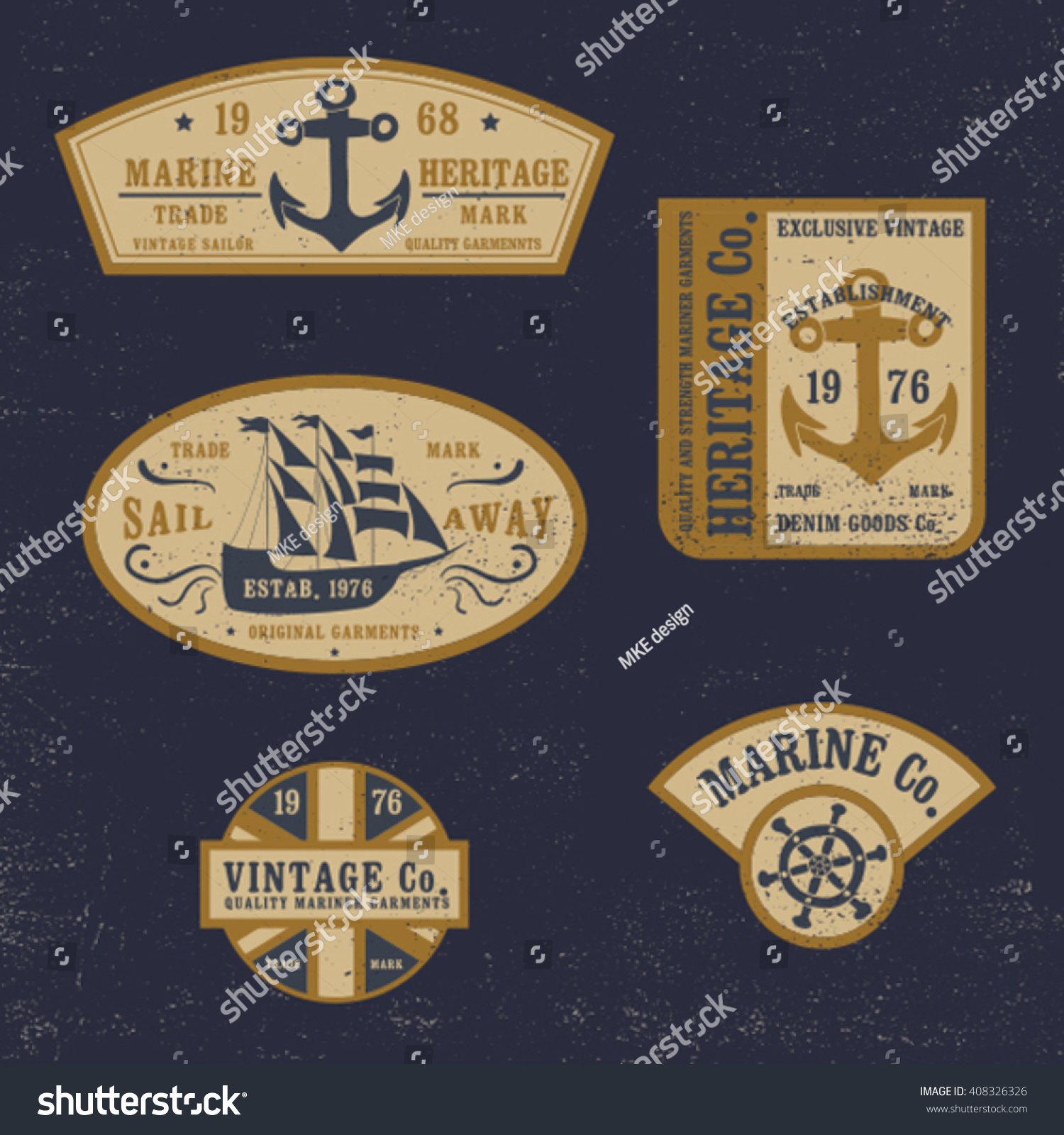 Vintage Marine Label Set Textile Designs Stock Vector (Royalty Free ...