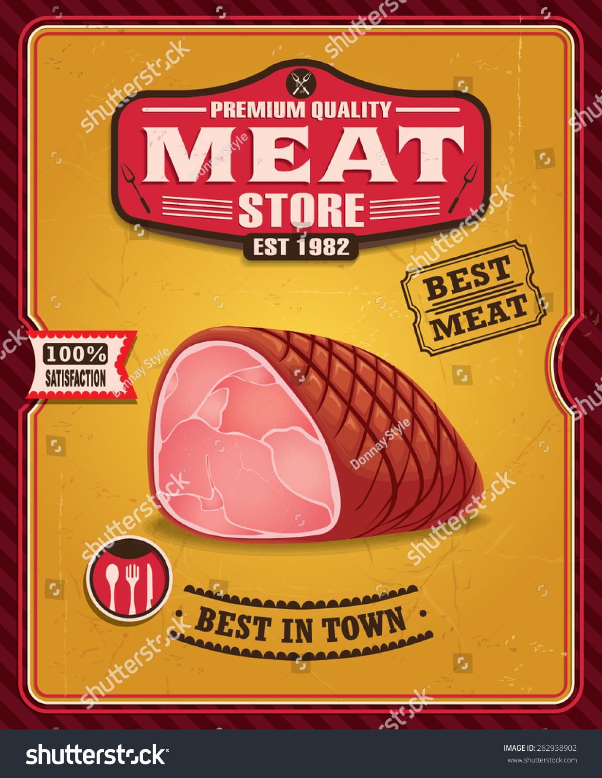 Vintage Meat Poster Design Stock Vector (Royalty Free) 262938902 ...