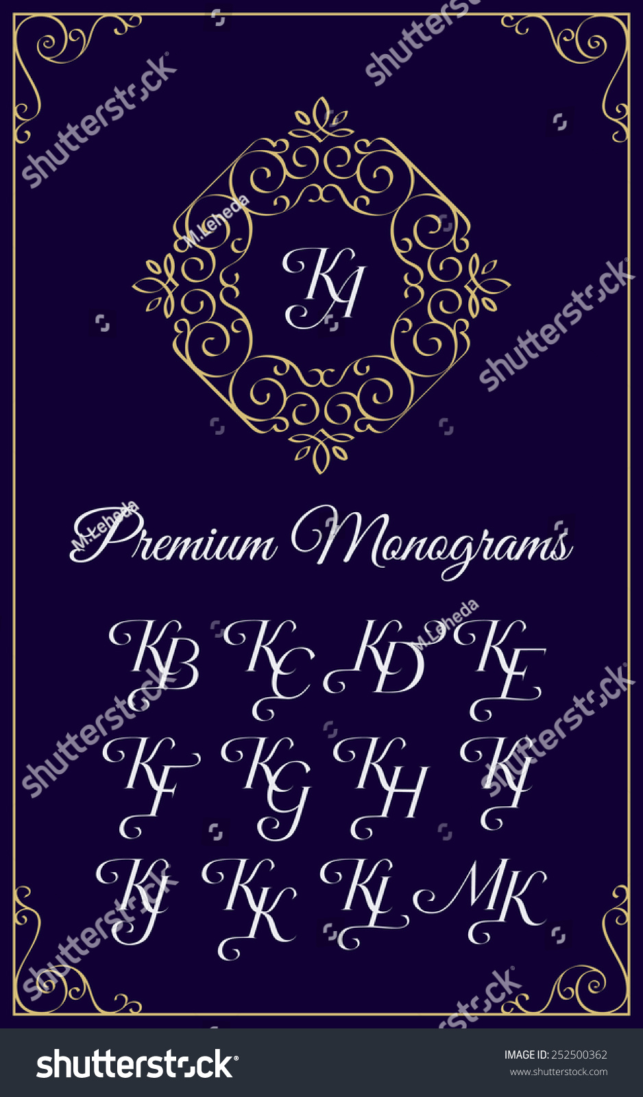 Vintage Monogram Design Template Combinations Capital Stock Vector Royalty Free 252500362