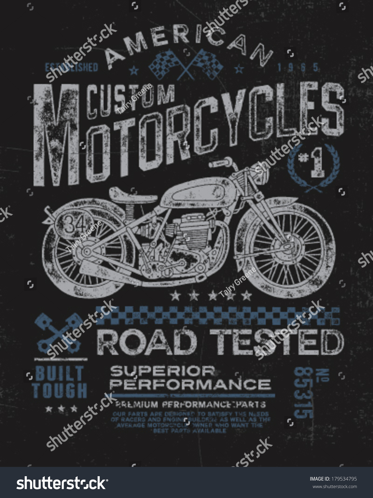Download Vintage Motorcycle Tshirt Graphic Stock Vector 179534795 ...
