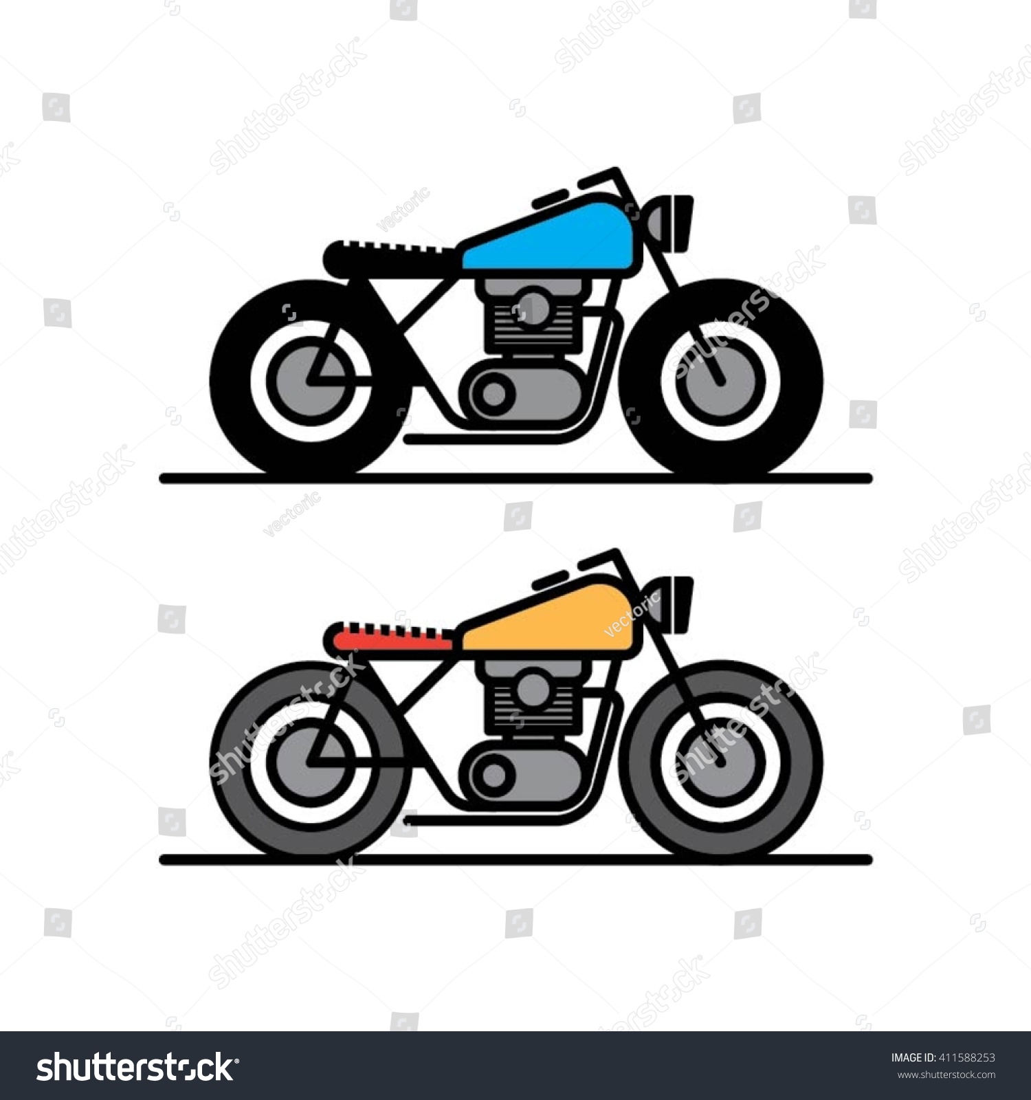 Vintage Motorcycle Vector Illustration Simple Motorcycle Stock Vector