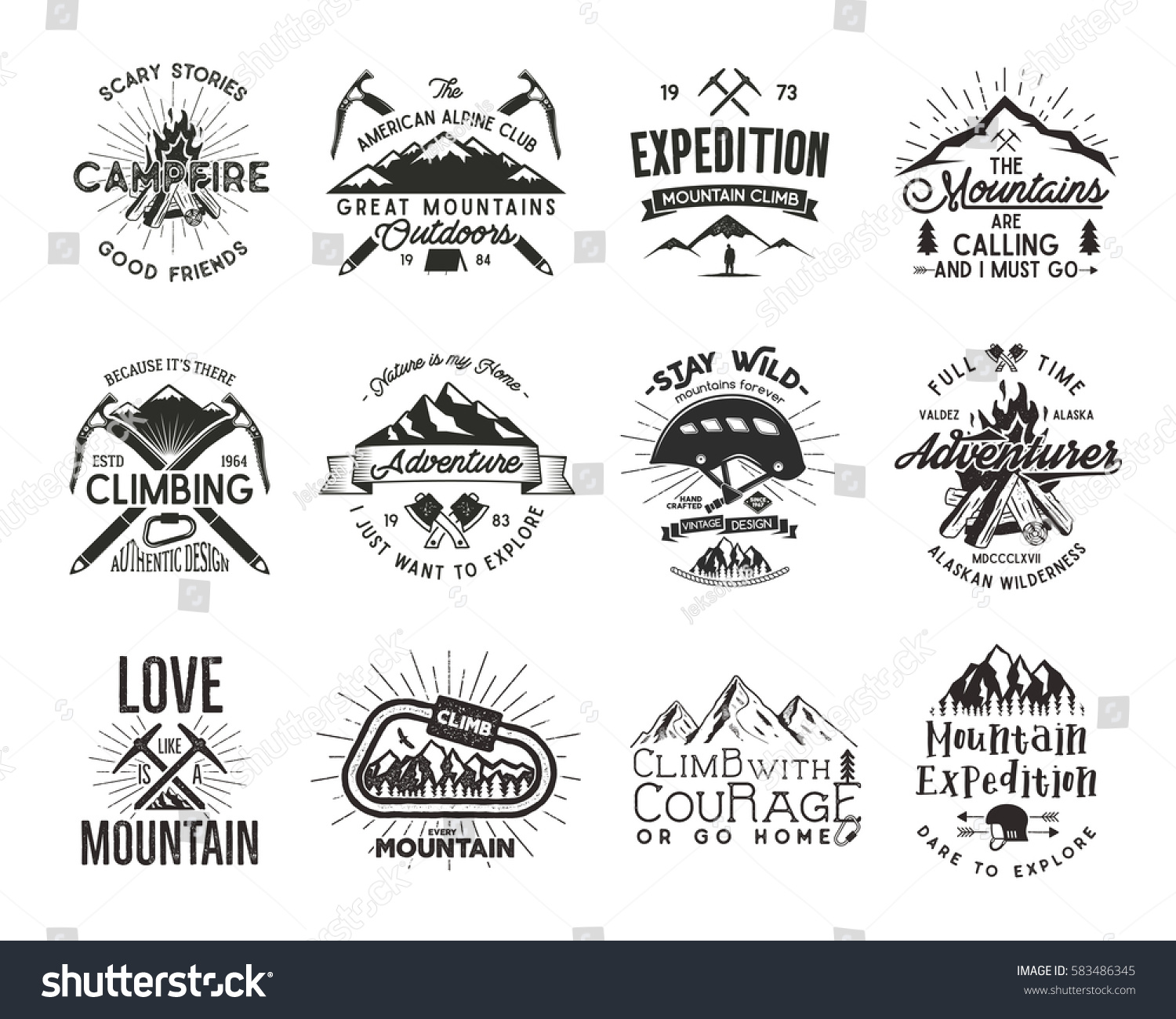 Vintage Mountaineering Badges Climbing Logo Vector Stock Vector ...