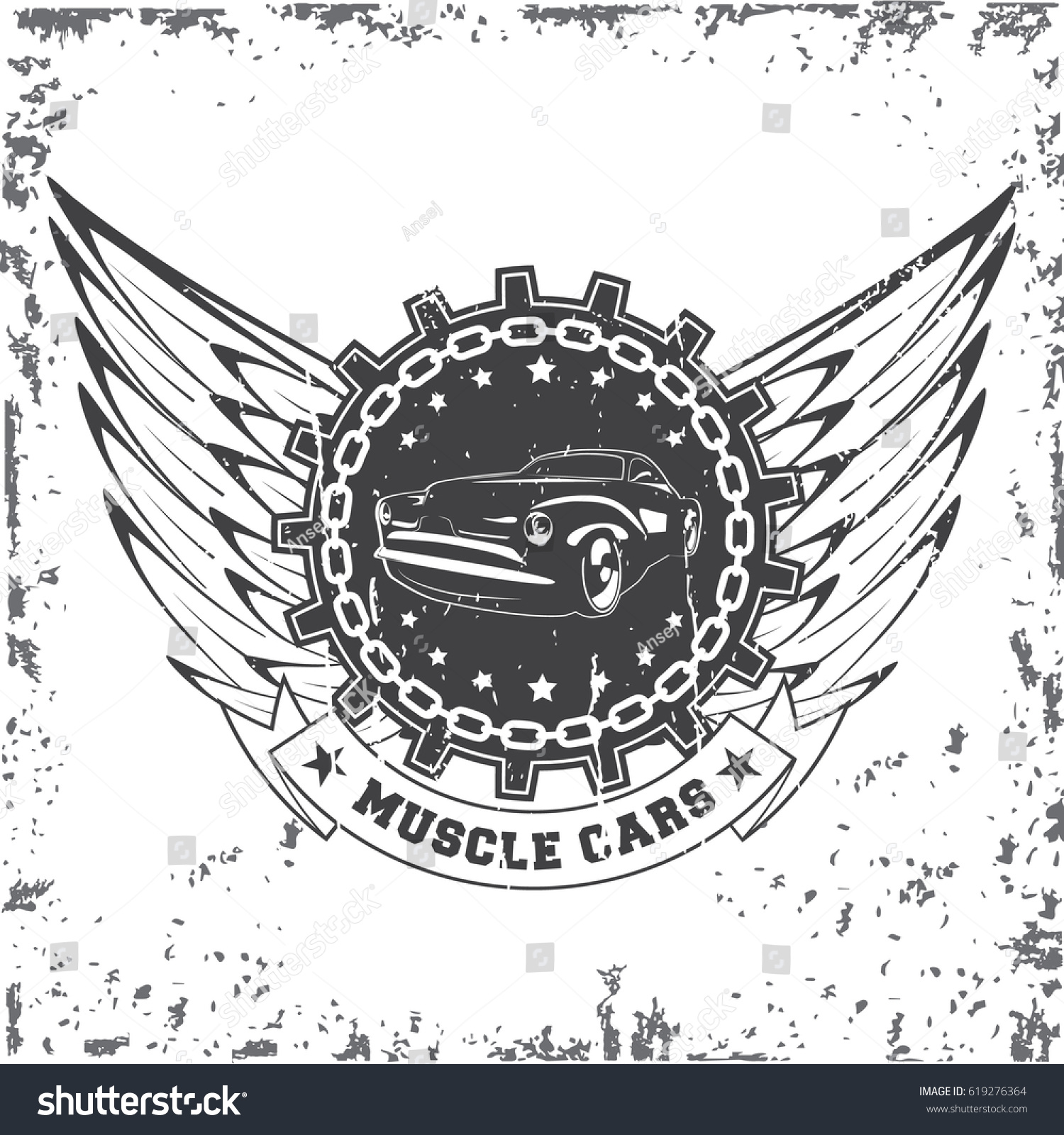 Vintage Muscle Car Logo Wings Isolated Stock Vector (Royalty Free ...