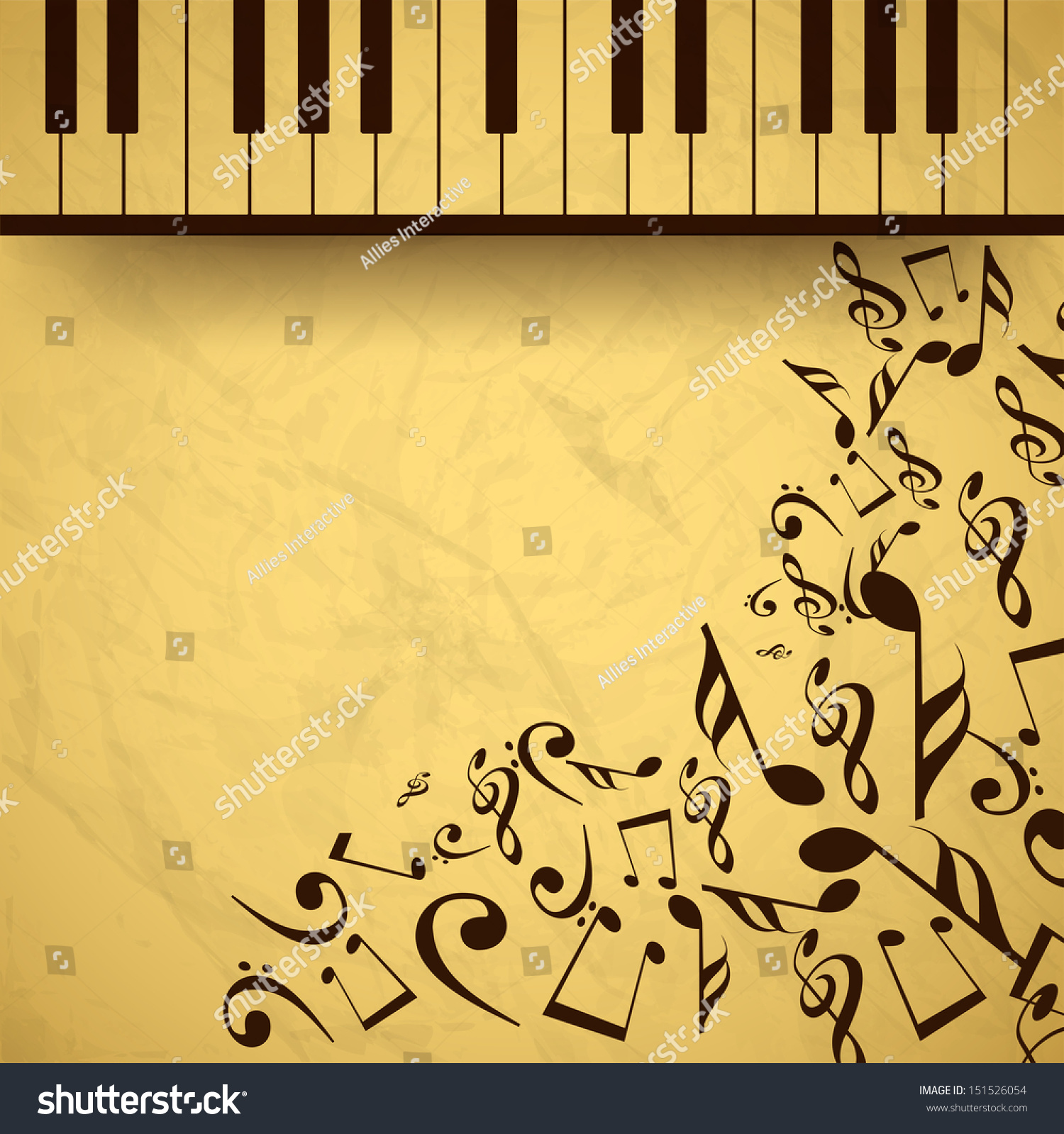 Vintage Musical Background Piano Musical Notes Stock Vector 151526054 ...