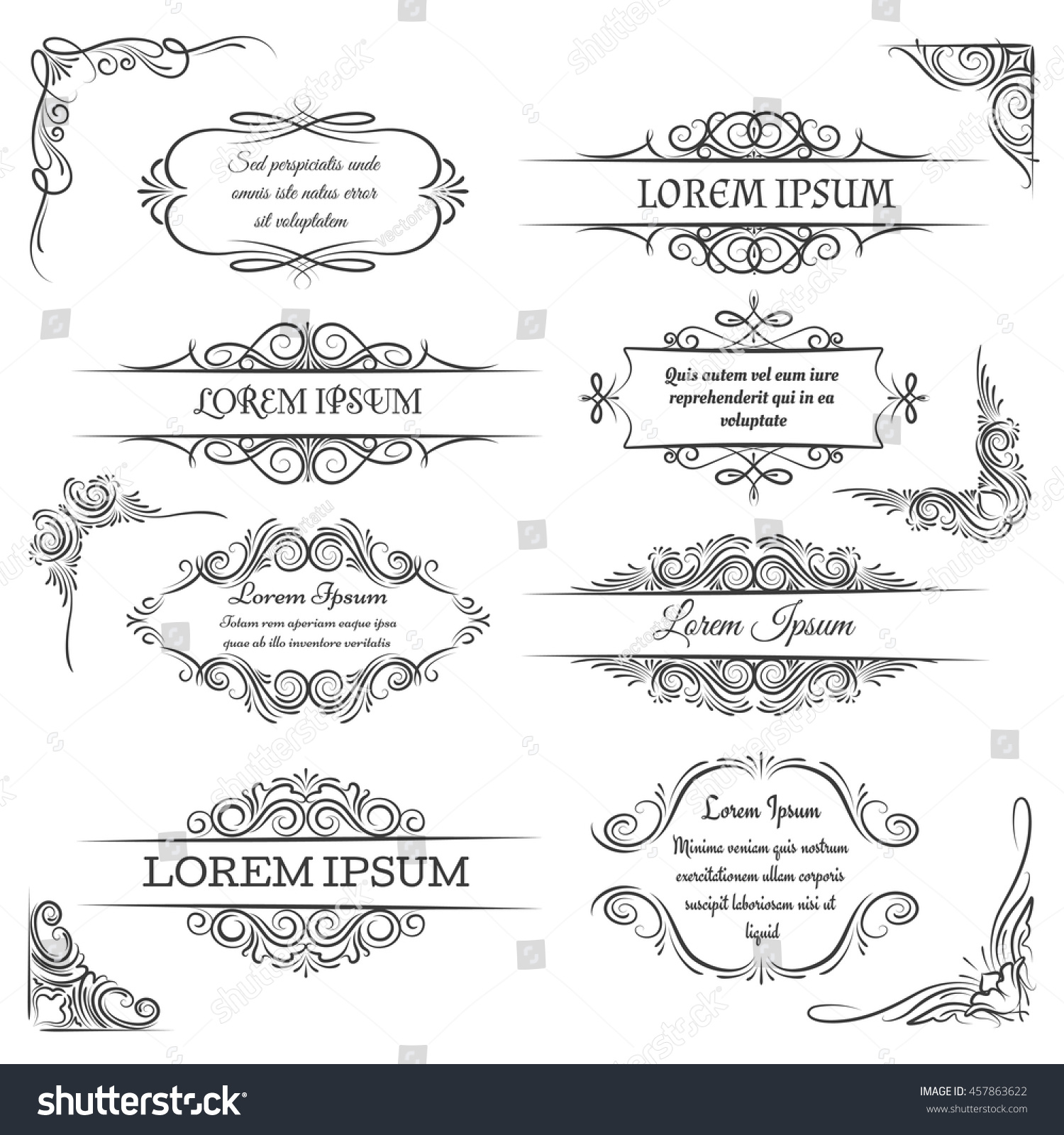 Vintage Ornate Frames Decoration Vector Scroll Stock Vector (Royalty ...