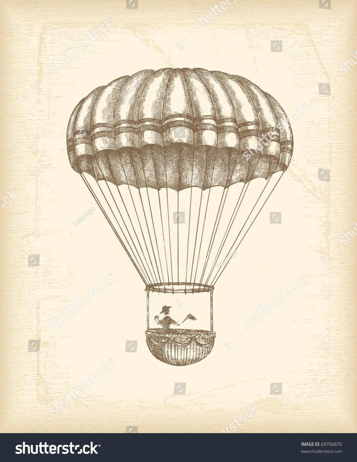 Vintage Parachute Sketch Stock Vector 69706876 - Shutterstock