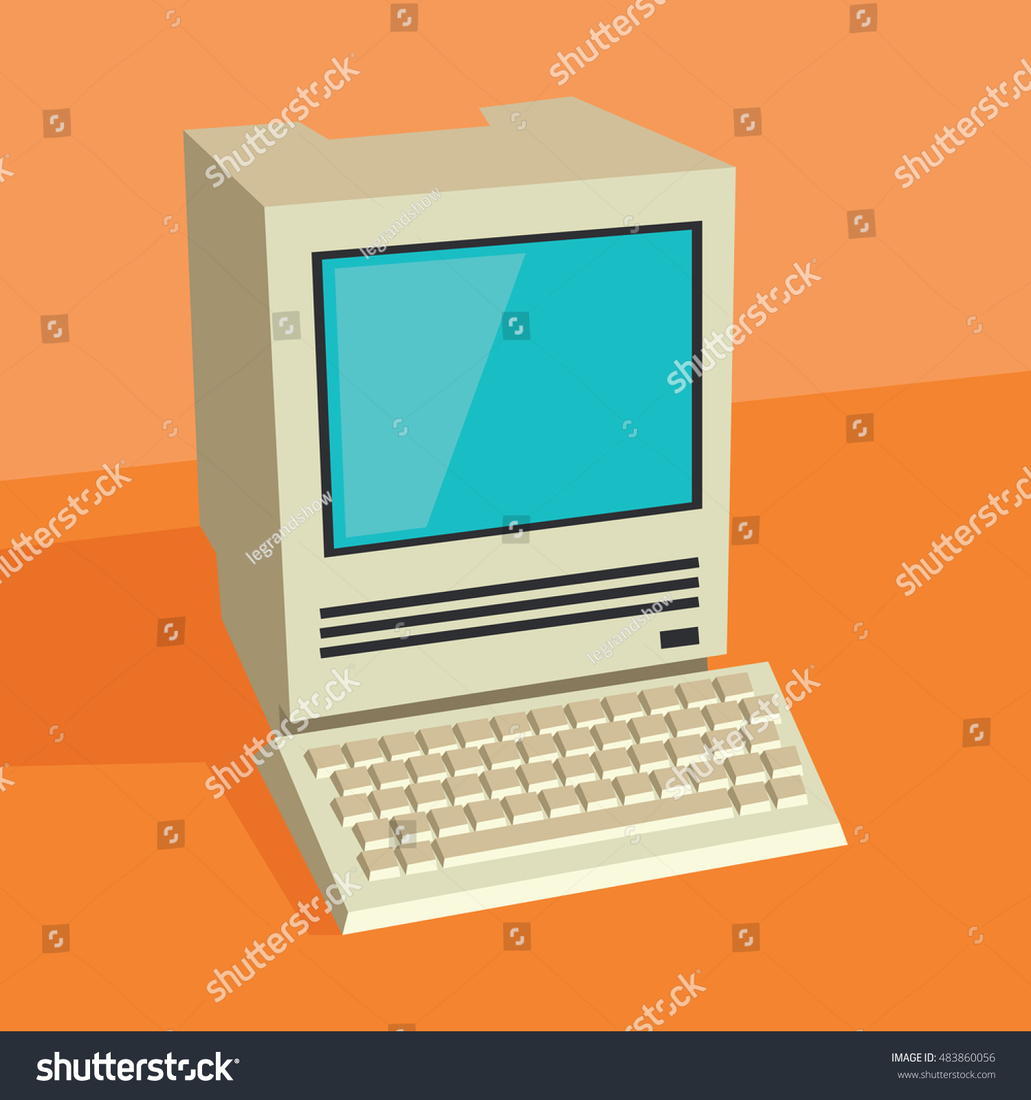 Vintage Personal Computer Keyboard Vector Illustration: vector de stock