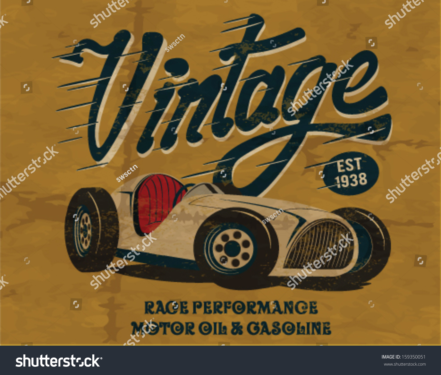 Vintage Race Car Printing Stock Vector 159350051 - Shutterstock