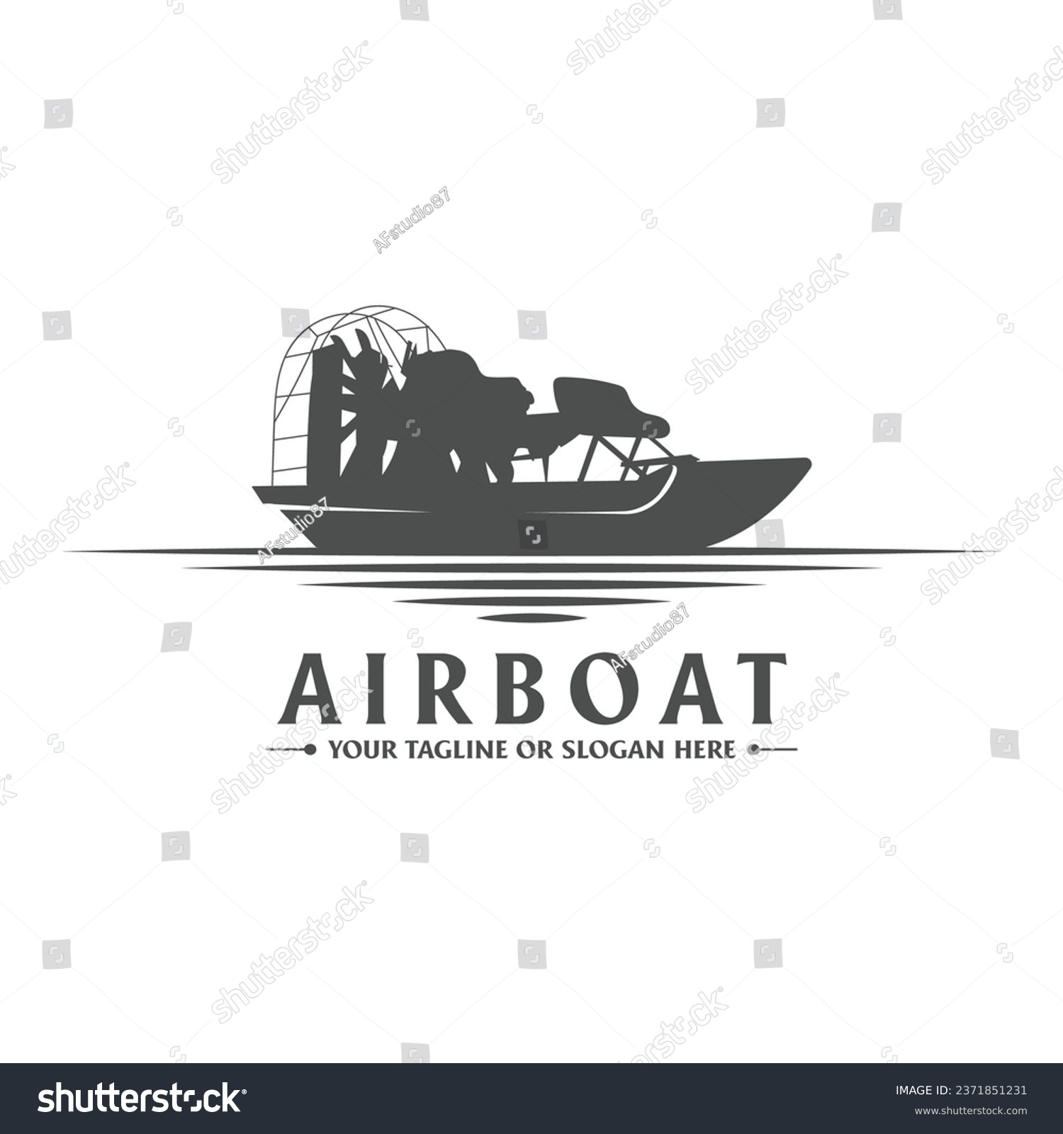 SVG of Vintage Retro Airboat on the River Creek Lake Swamp Icon Illustration Logo Design Vector svg