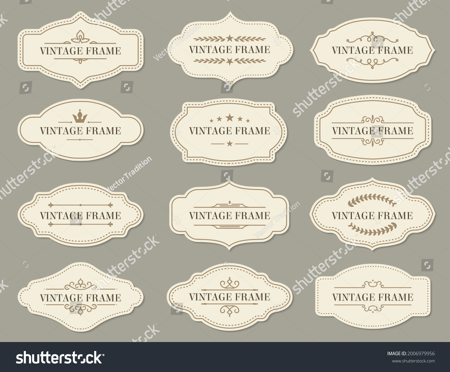 Vintage Retro Borders Frames Vector Labels Stock Vector (Royalty Free ...