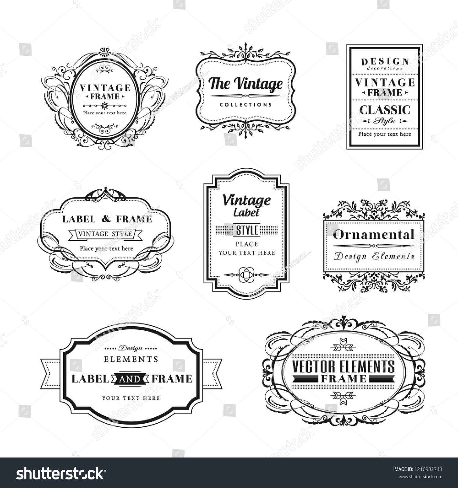 Vintage Retro Logos Frame Design On Stock Vector (Royalty Free) 1216932748