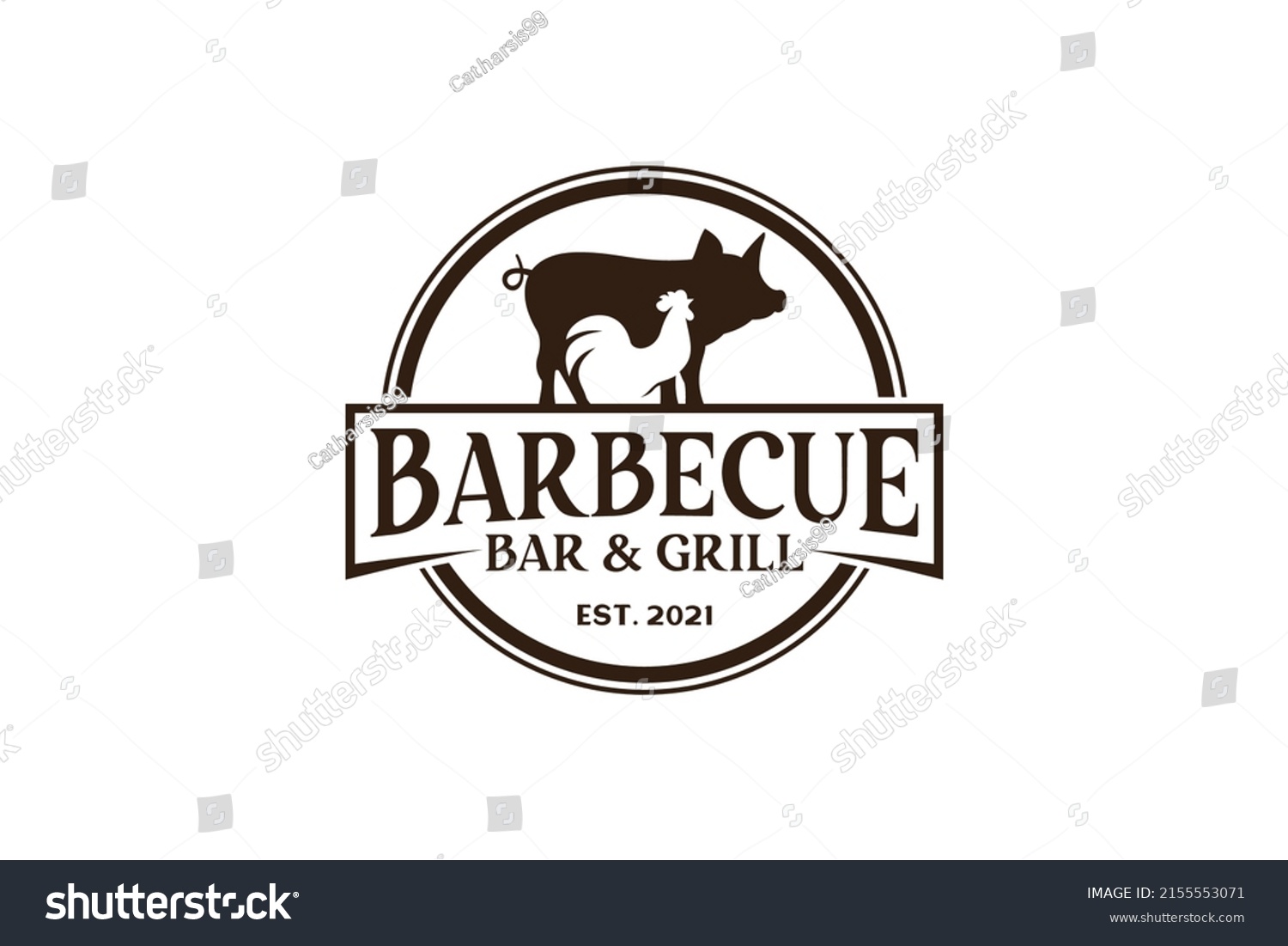 Vintage Retro Rustic Bbq Grill Barbecue Stock Vector (Royalty Free ...