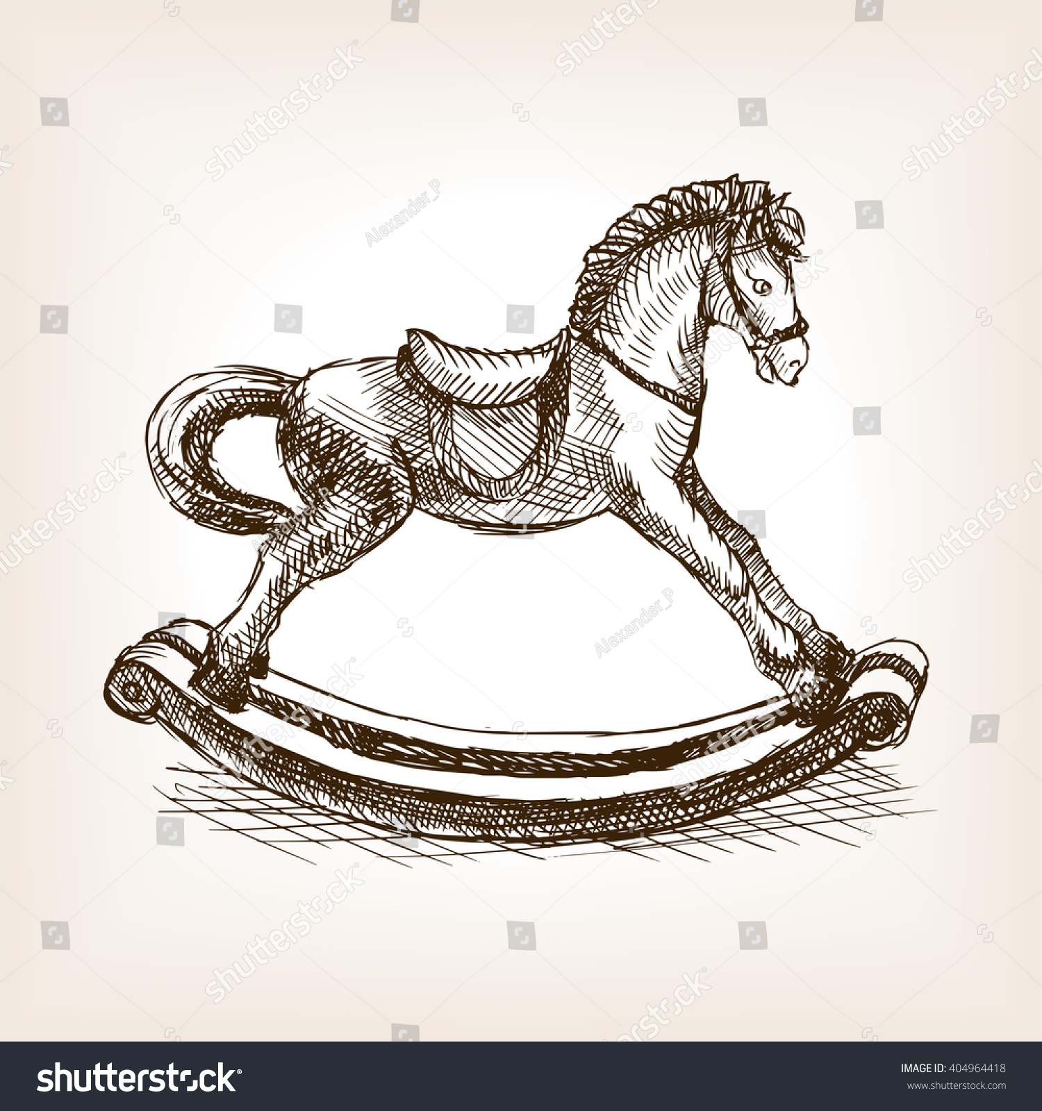 Vintage Rocking Horse Toy Sketch Style Stock Vector 404964418 ...