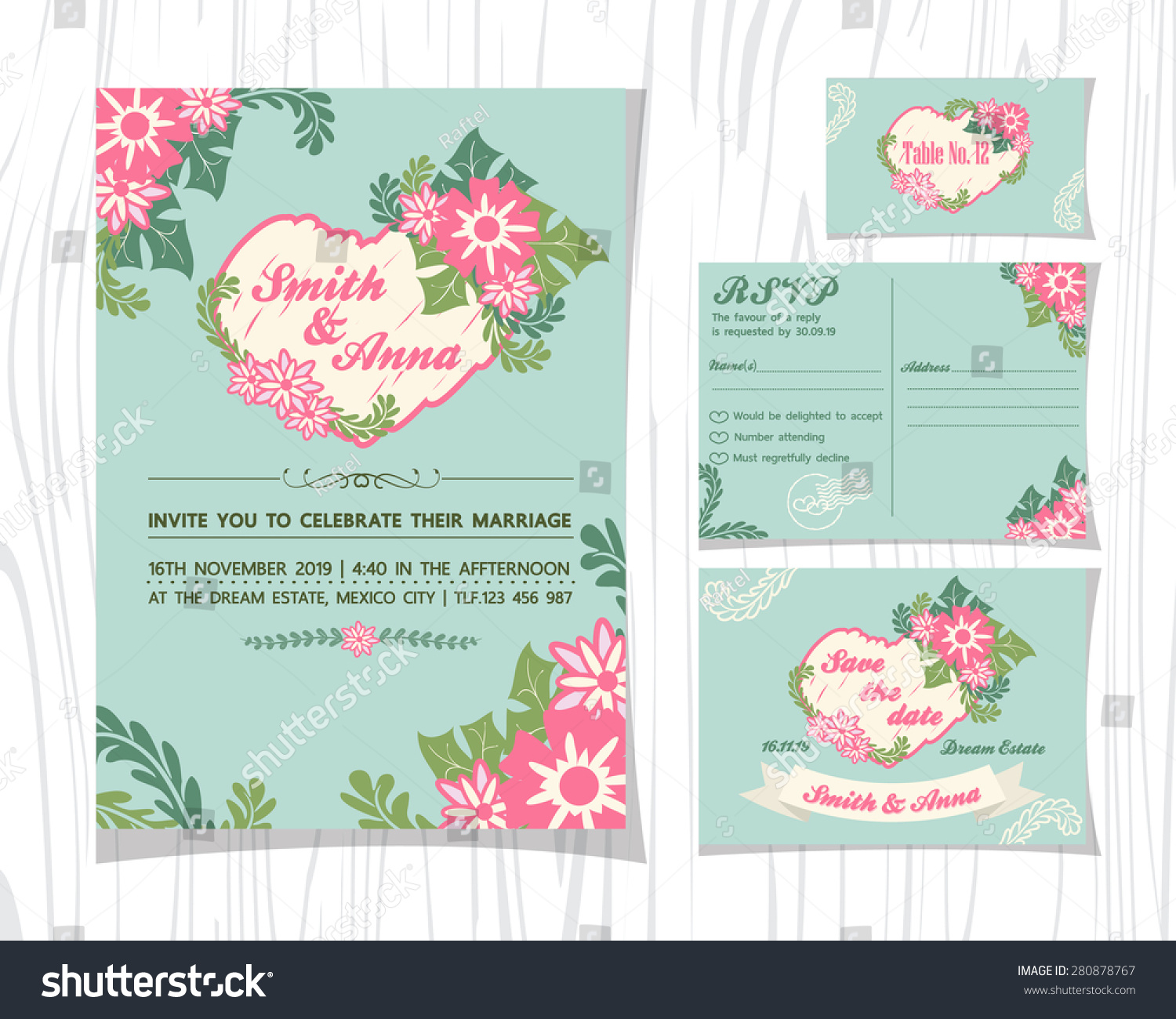 vintage rose tone wedding invitation sets stock vector royalty free