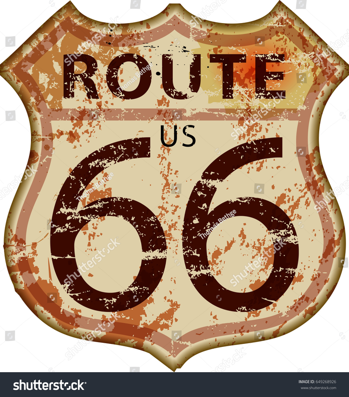 Vintage Route Sixty Six Road Signretro Stock Vector (Royalty Free ...