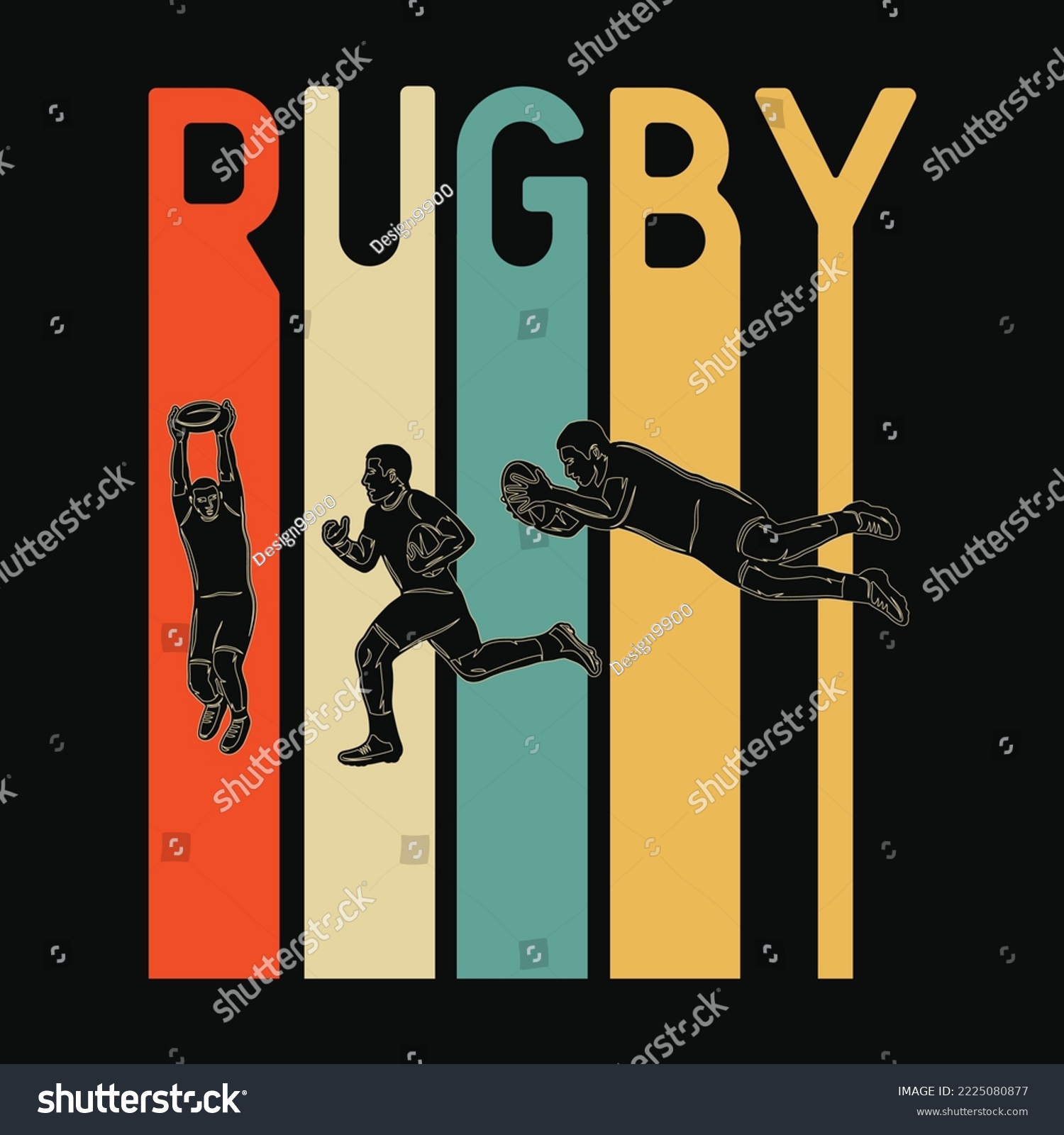 SVG of Vintage 1970's Style Rugby Sports svg