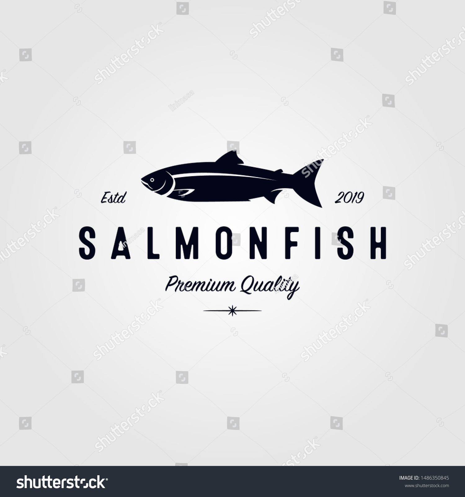 Vintage Salmon Fish Logo Seafood Label Stock Vector (Royalty Free ...